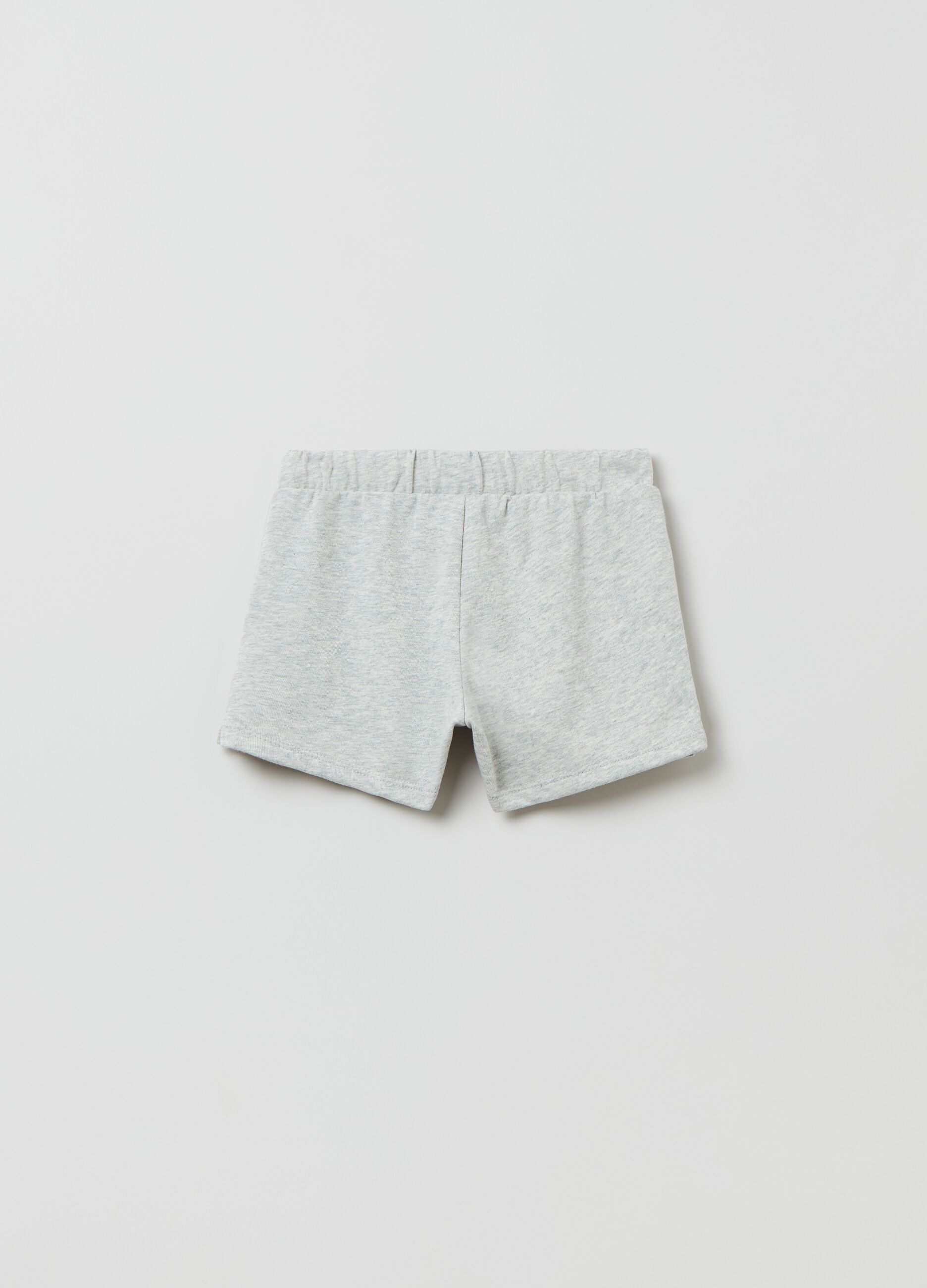Mélange fleece shorts with print
