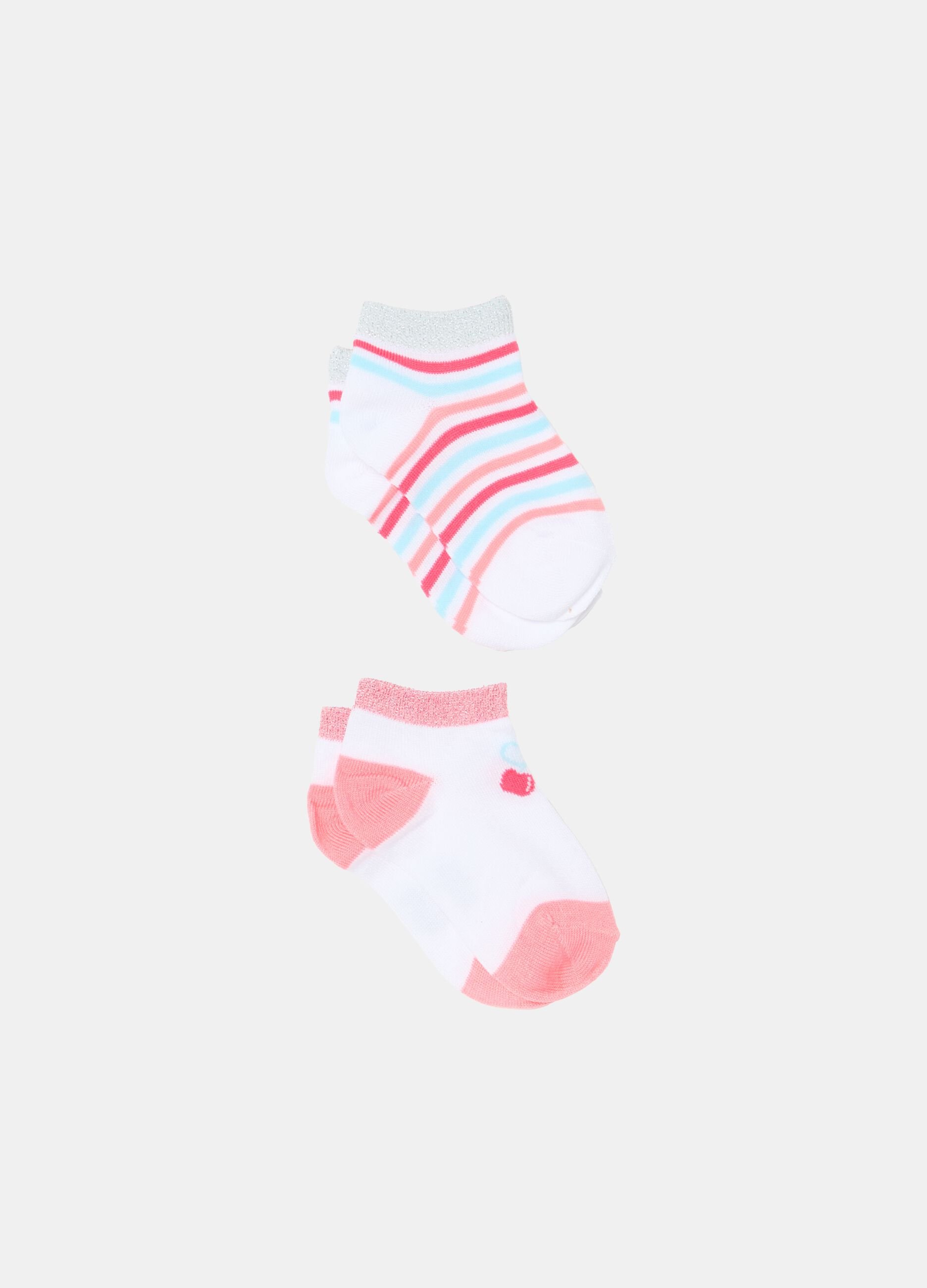 Two-pack short socks with striped pattern