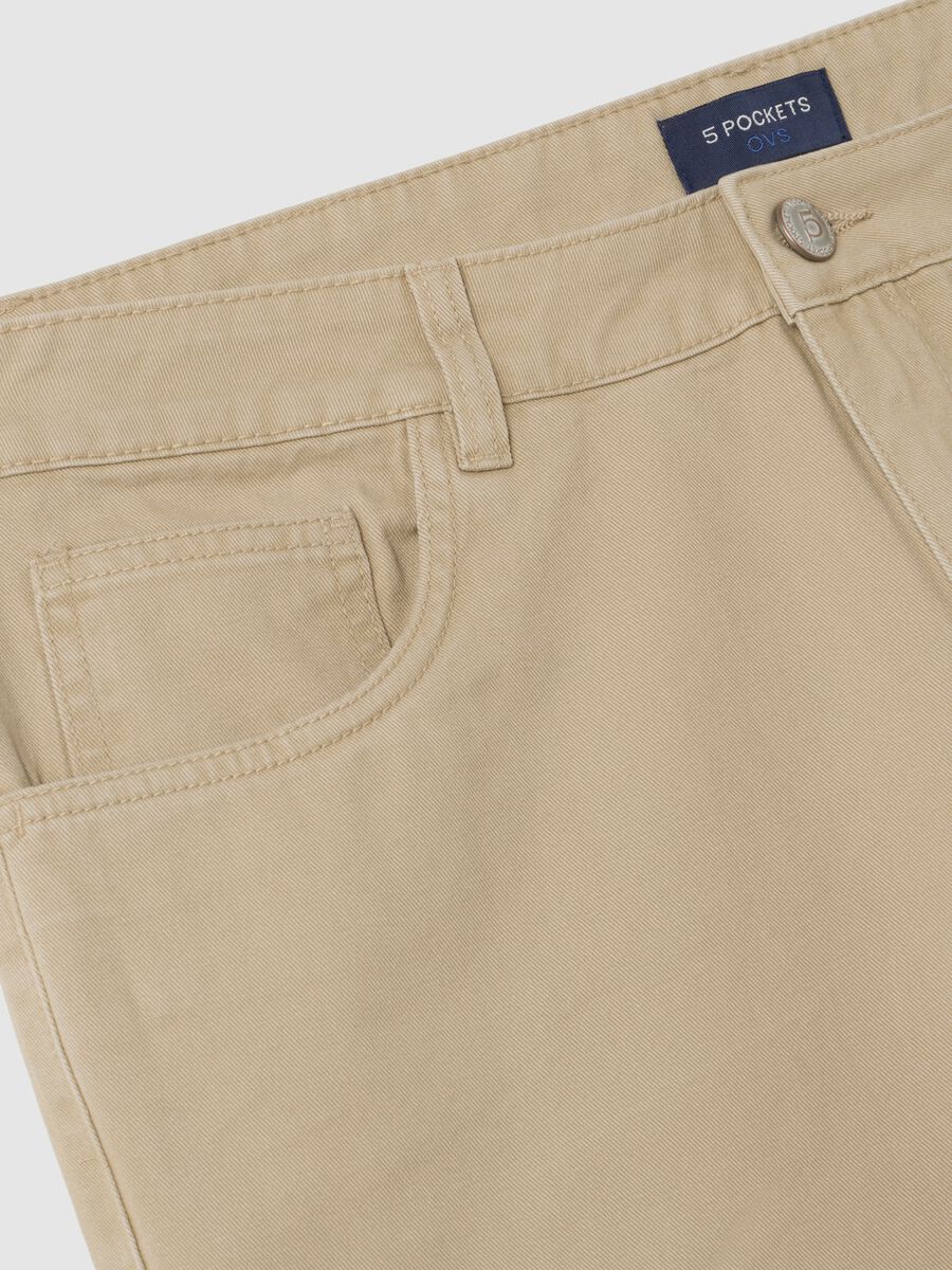 Beige pure cotton regular fit trousers_5