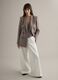 White cotton blend flare trousers with regular waist_0
