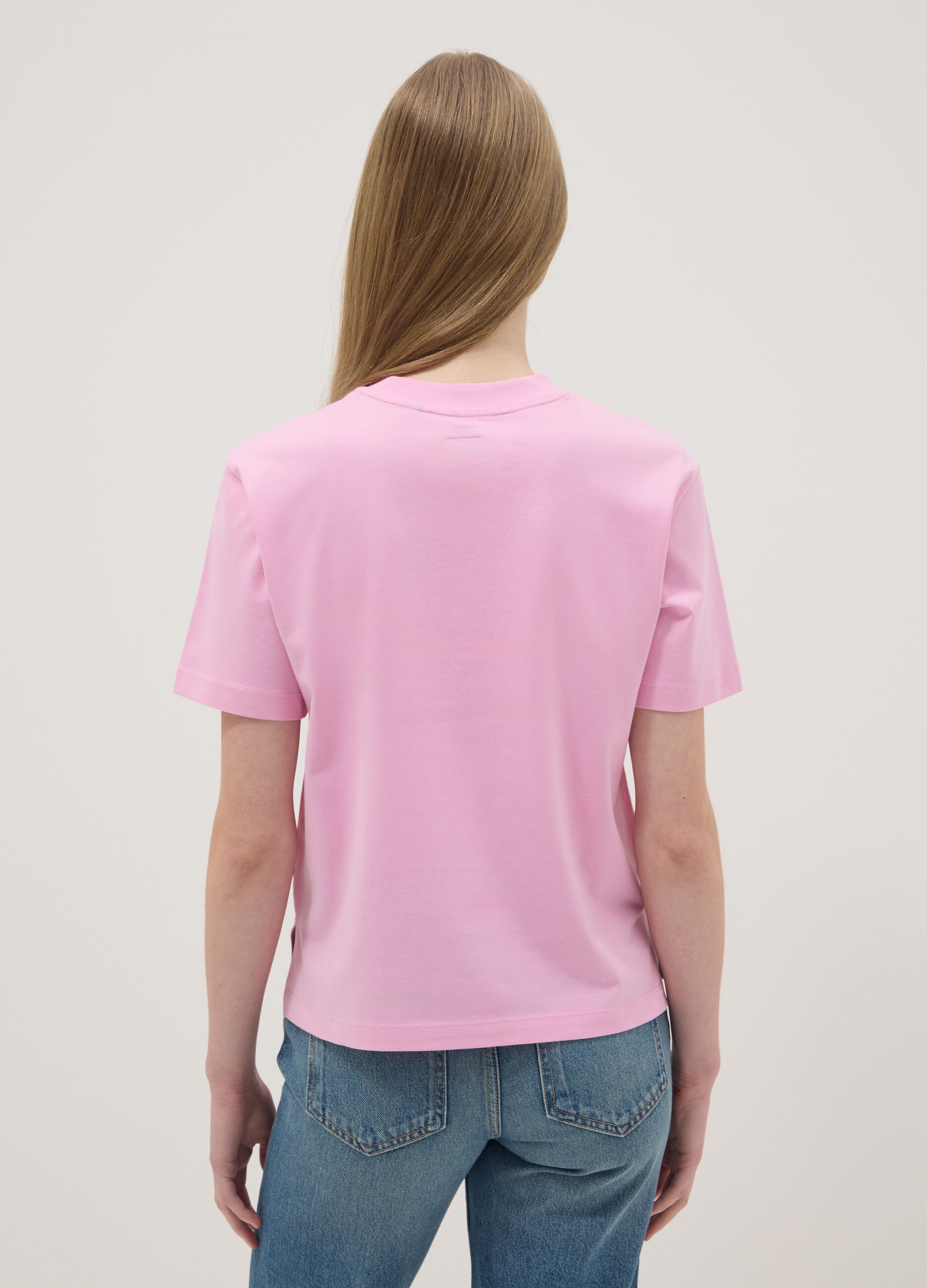 Pink pure cotton regular-fit T-shirt