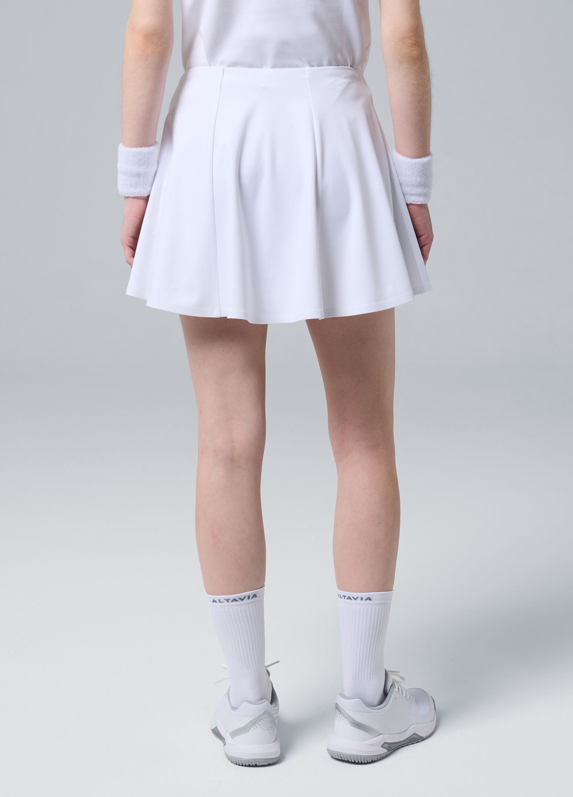 White ALTAVIA COURT sports skirt in stretch technical fabric with integrated shorts
