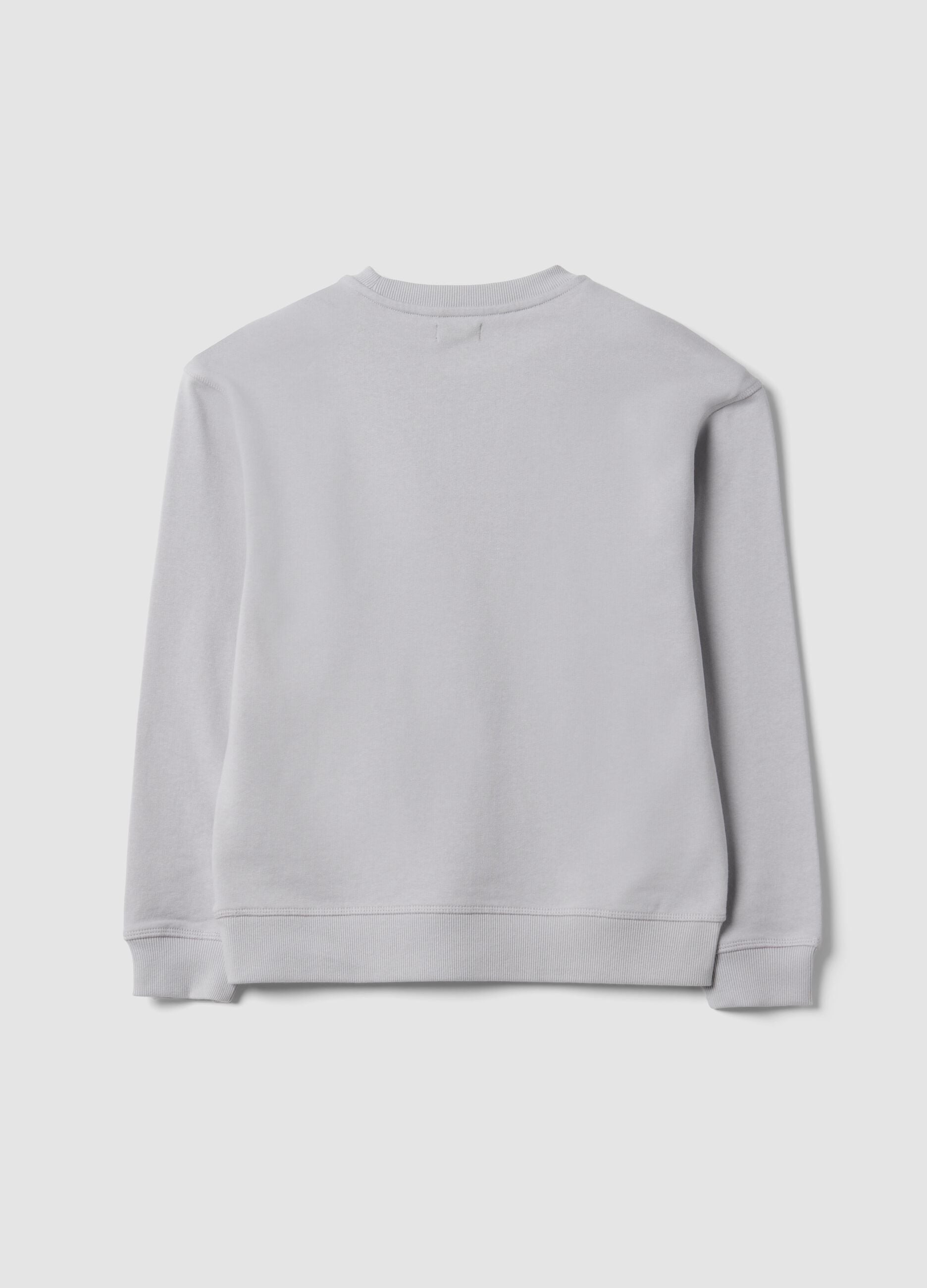 Grey pure cotton crew-neck sweatshirt for boys, relaxed fit