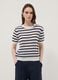 White and blue striped regular-fit openwork viscose-blend T-shirt_2