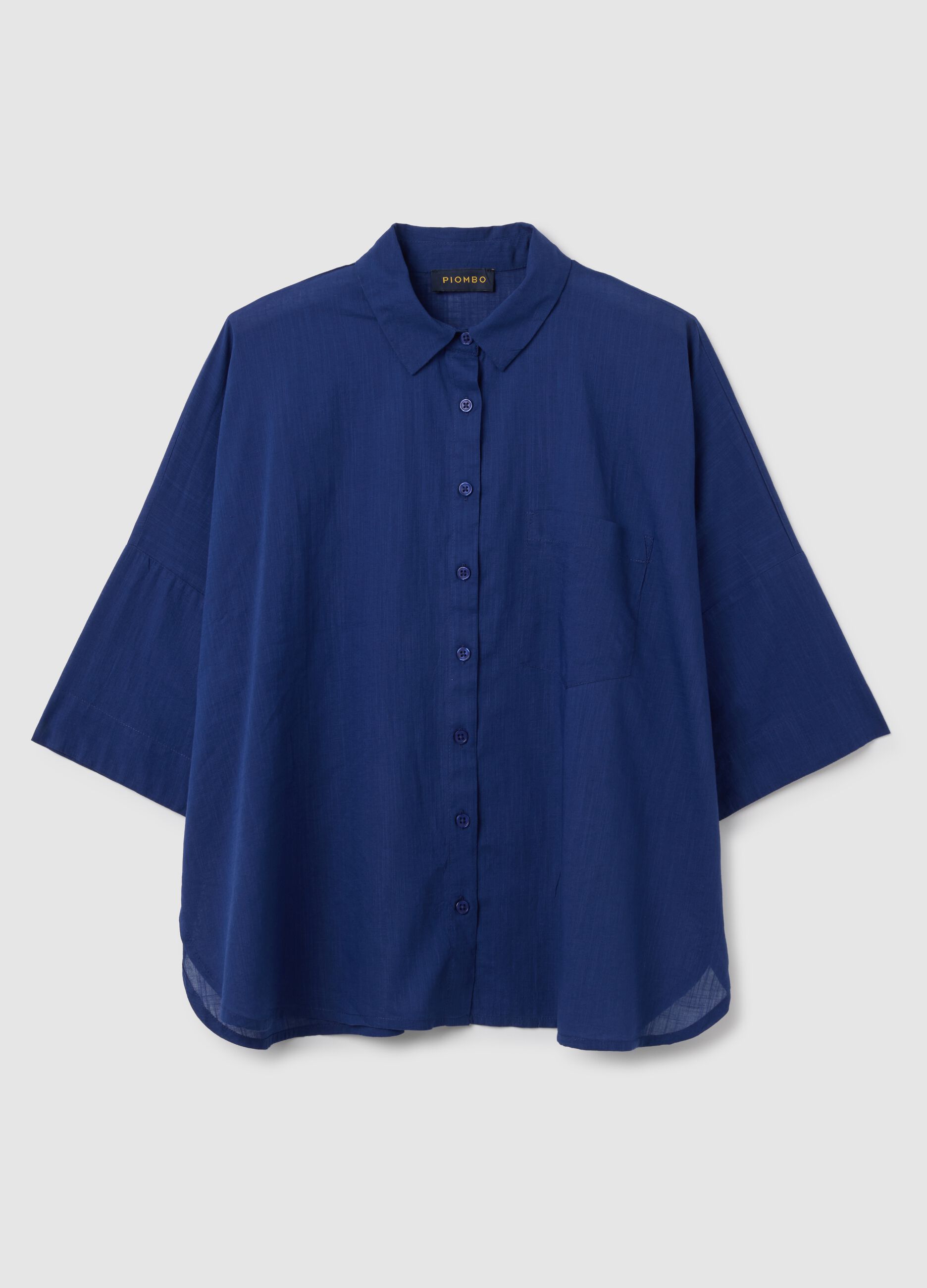 Oversized blue pure cotton women's shirt