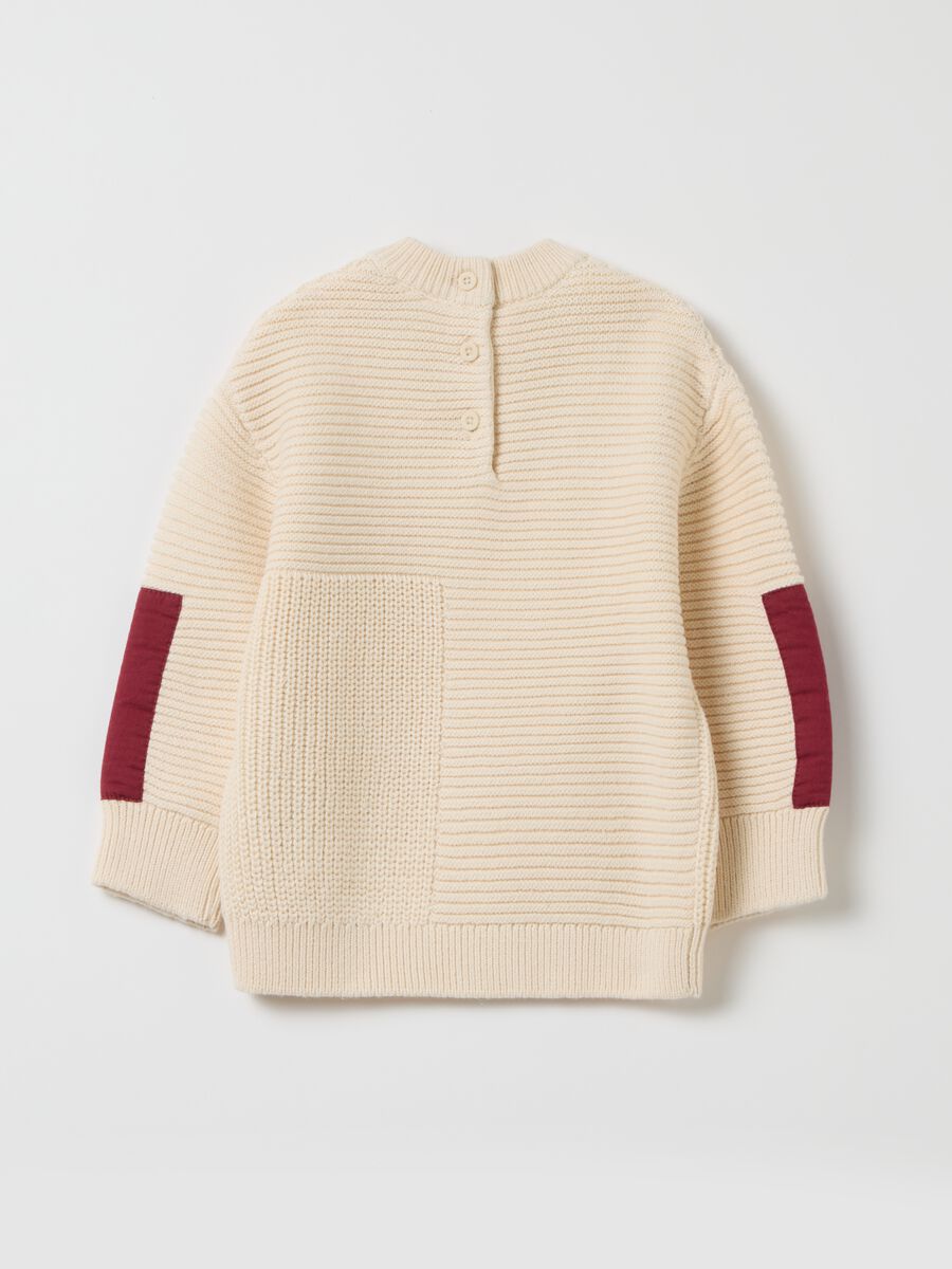 Beige cotton knitted pattern sweater_1