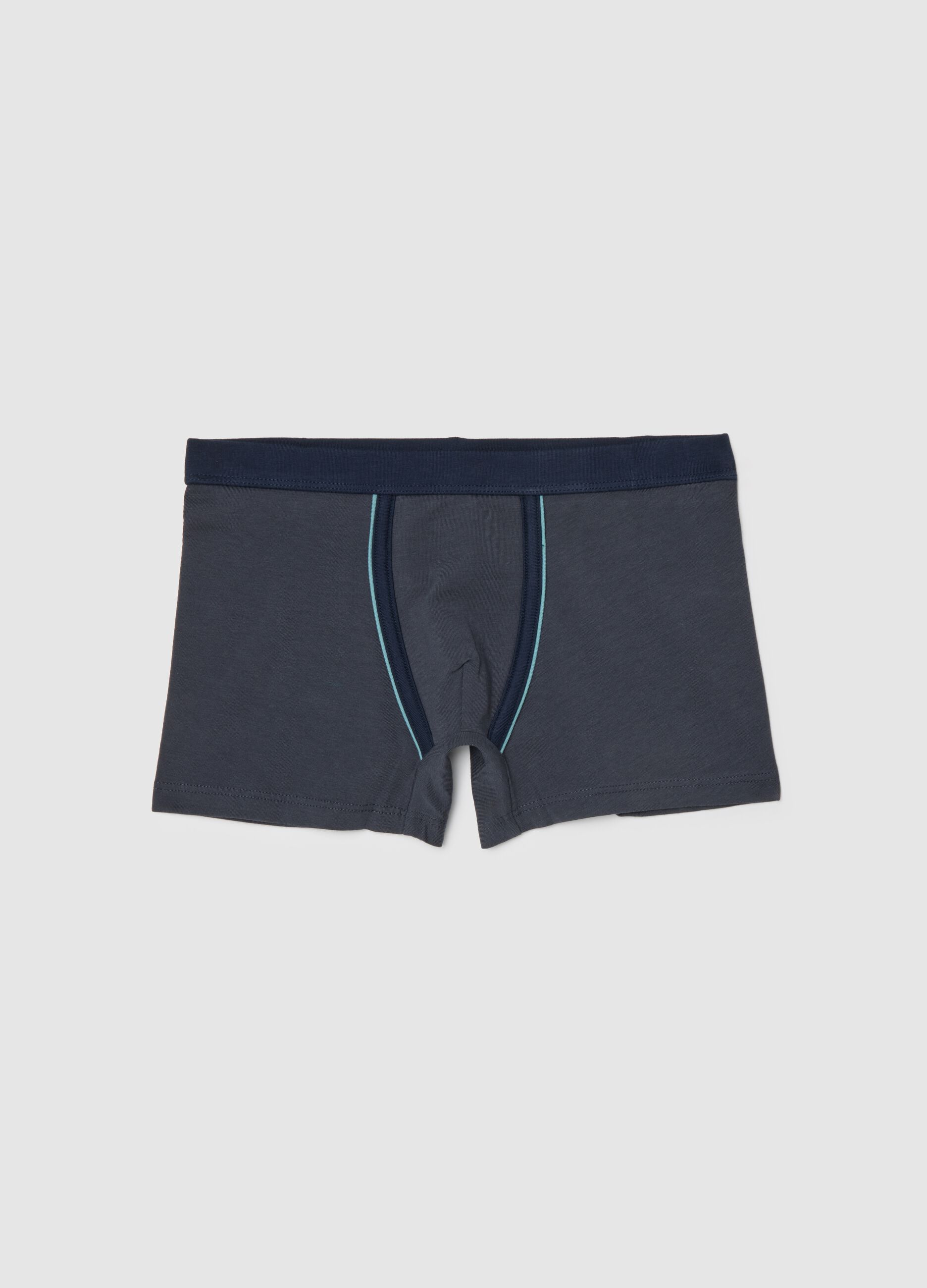 Boys' Blue Stretch Cotton Boxers