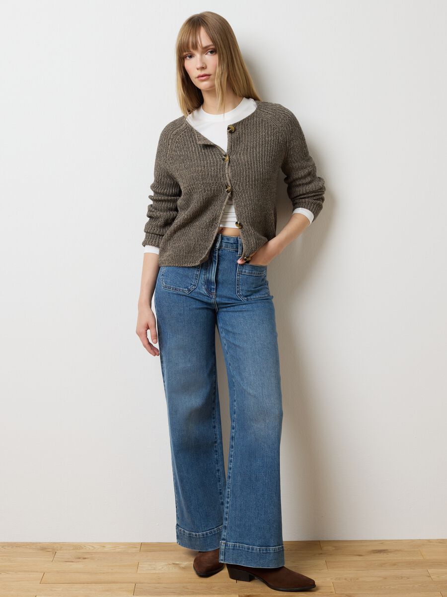 Cardigan in puro cotone marrone regular fit_0