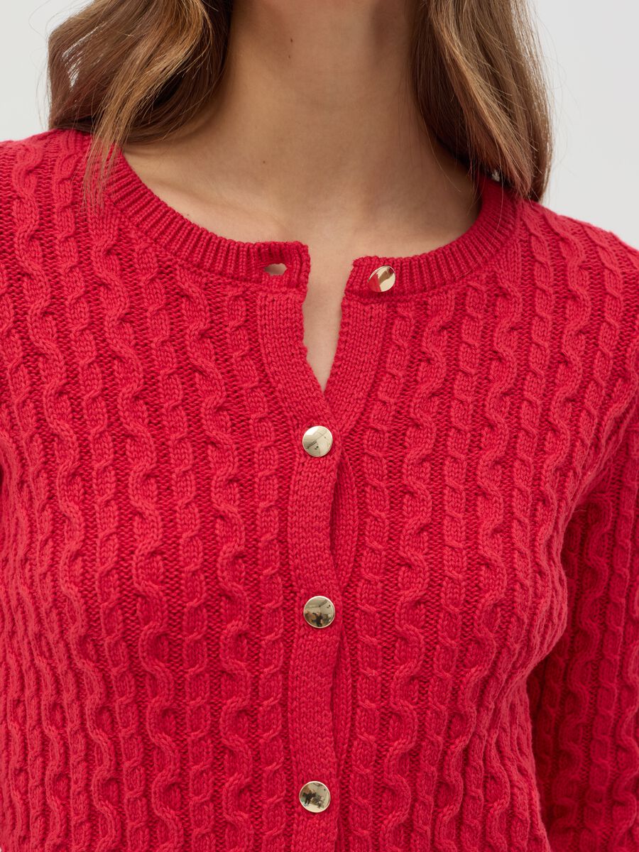 Cable-knit cardigan with golden buttons_2