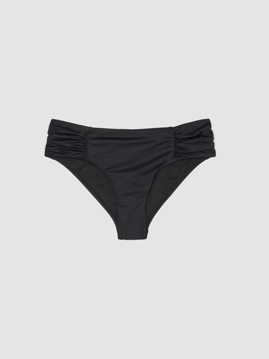 Black stretch swim briefs with side gathers_4