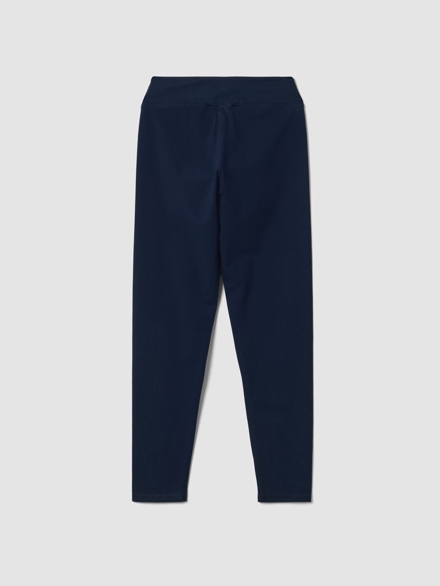 Blue Slim Fit Stretch Cotton Leggings_5