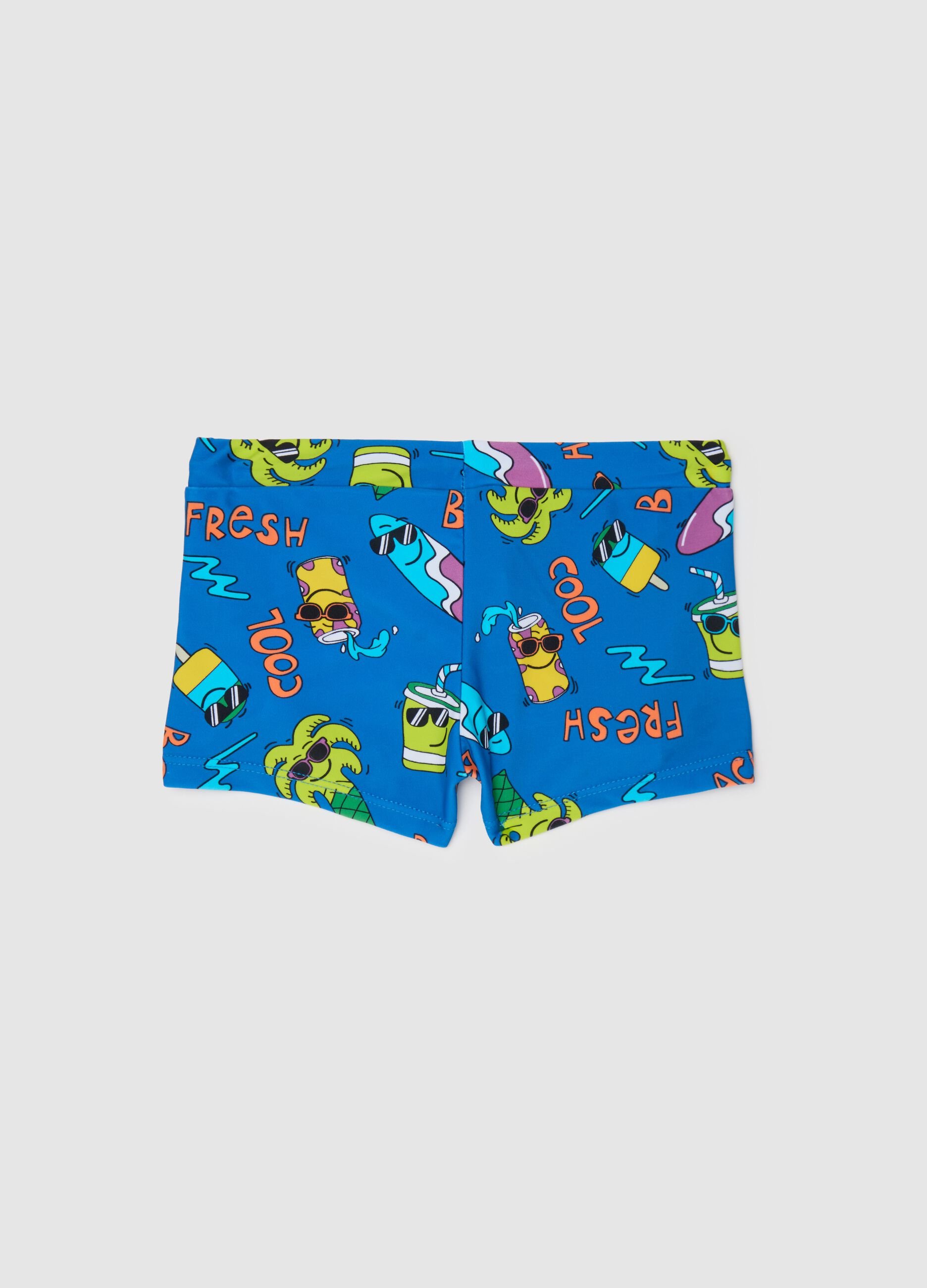 Boys’ swim briefs in blue stretch fabric