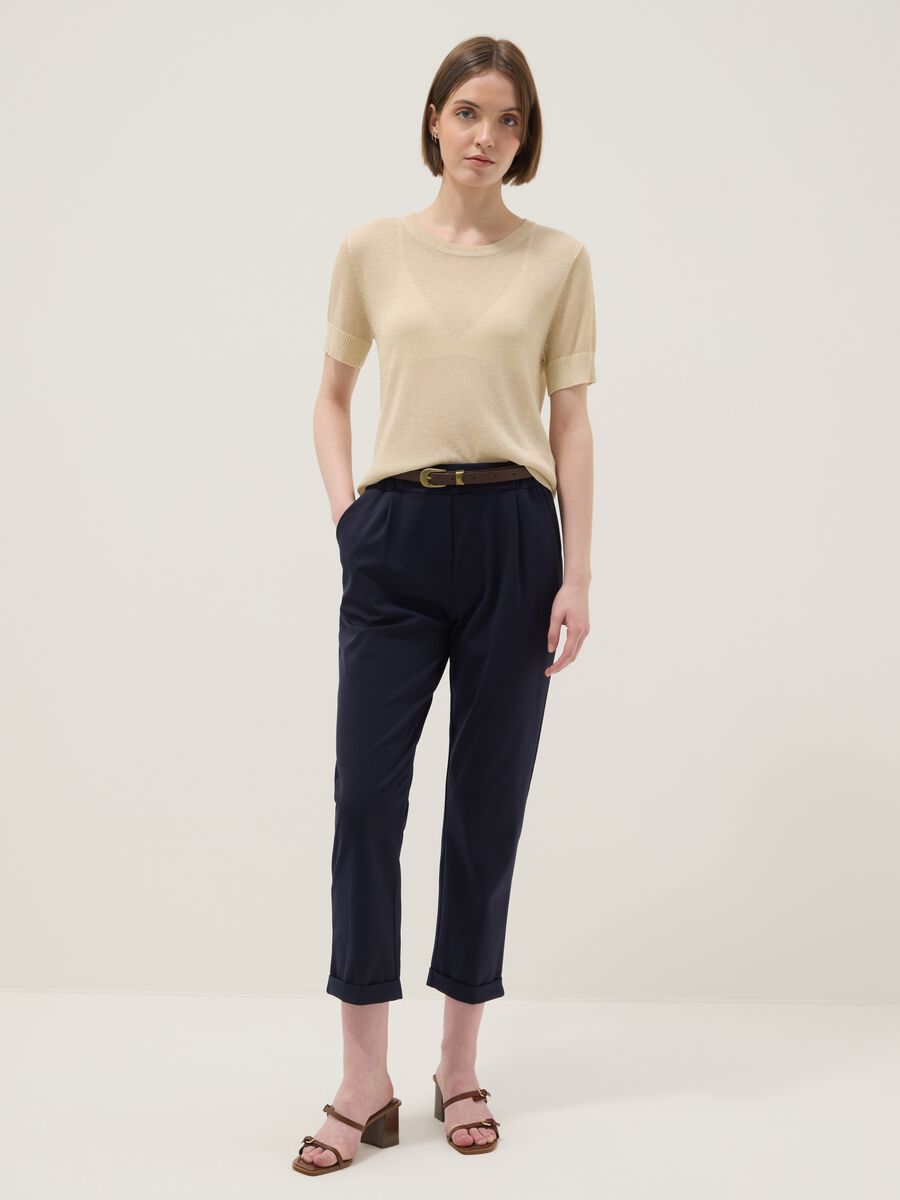 Pantaloni in misto cotone elasticizzato blu regular fit_0