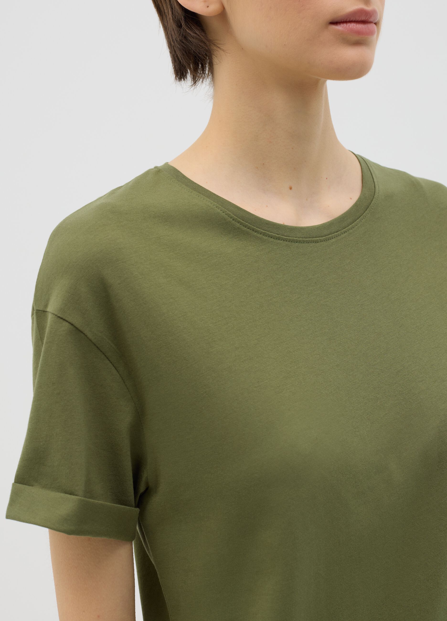 Green boxy-fit T-shirt in cotton