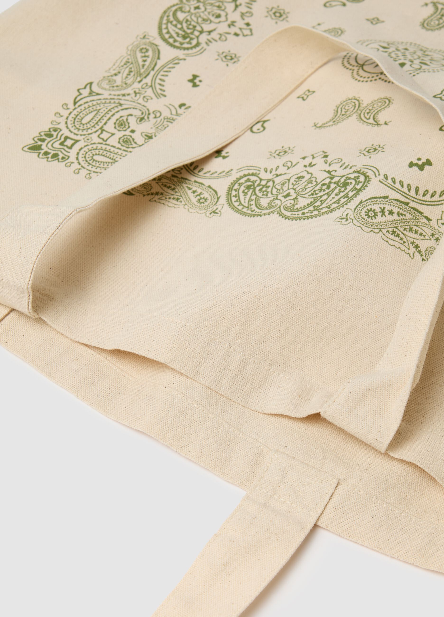 Multicolour pure cotton shopper bag with long handles