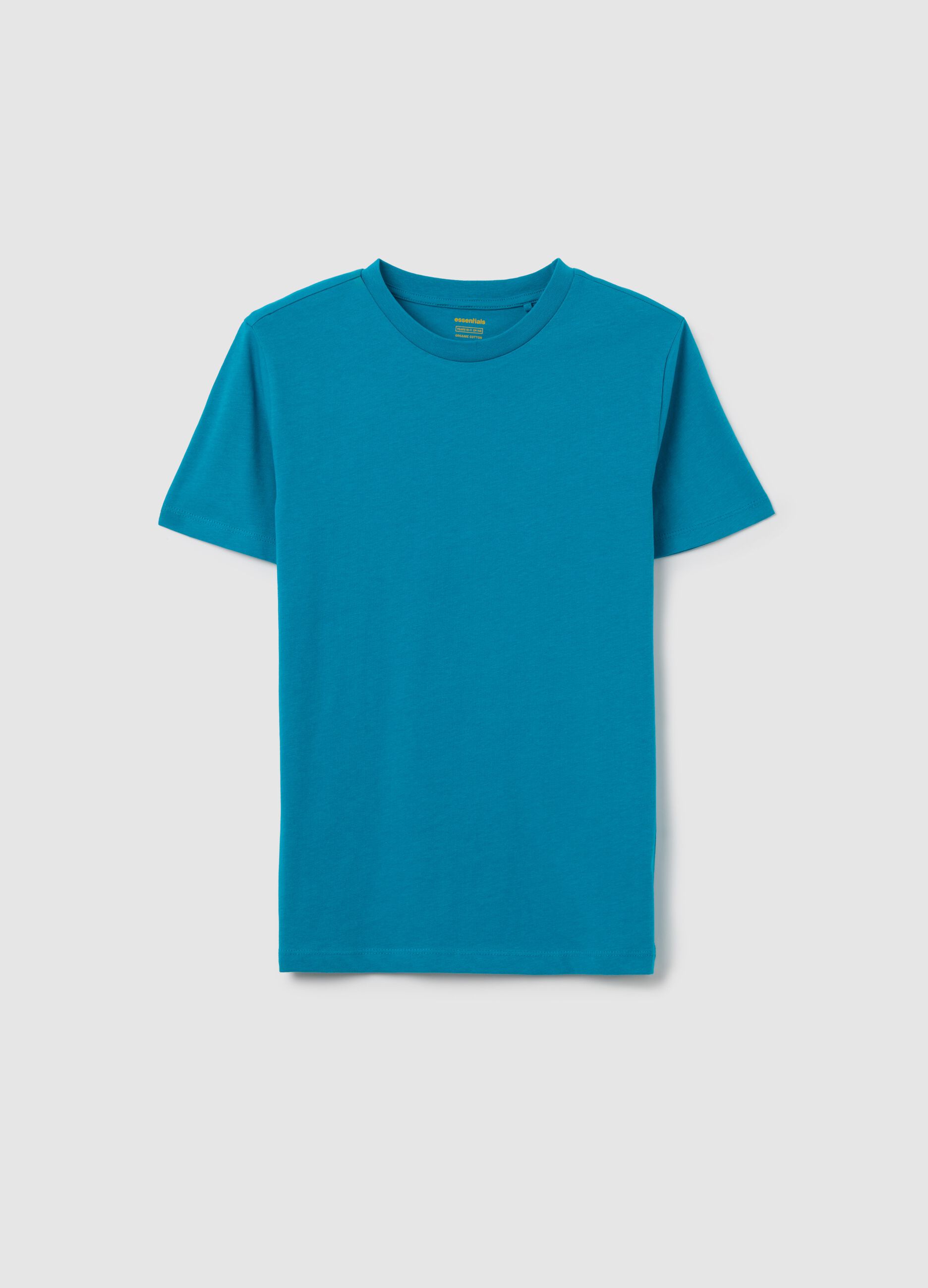 T-shirt da ragazzo in puro cotone azzurro slim fit