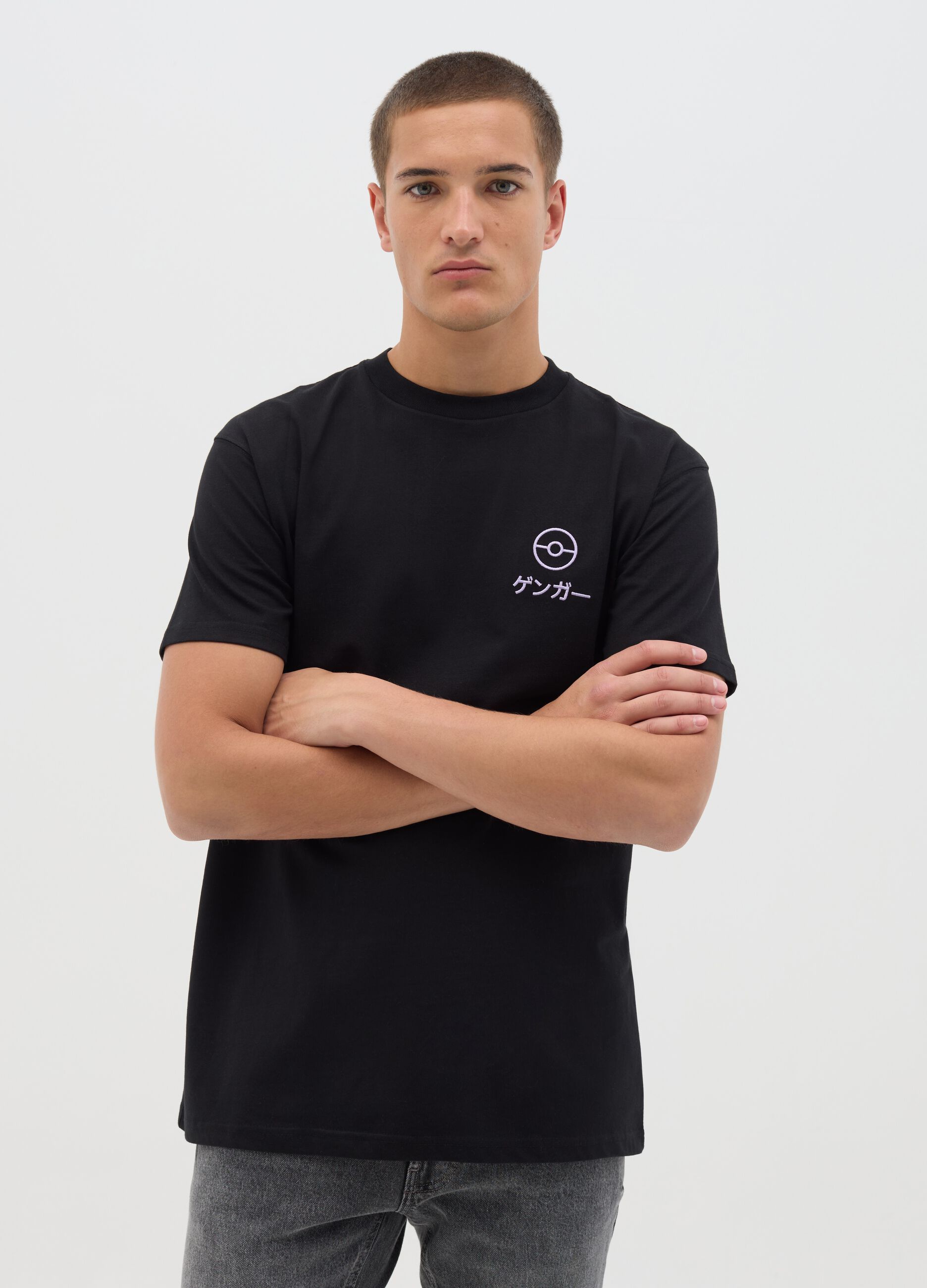 Men's Black Manga Cotton T-shirt