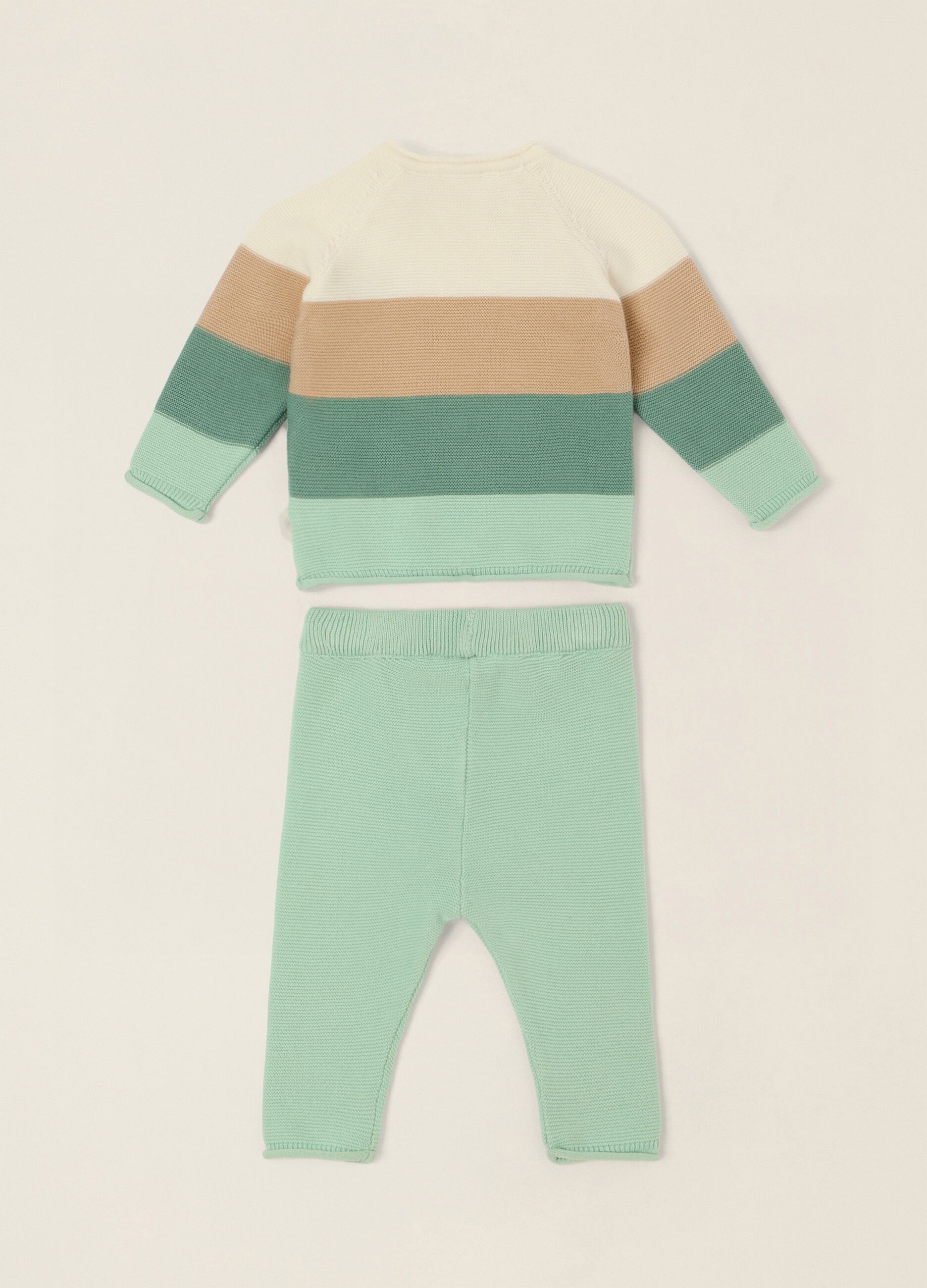 Multicolour striped pure cotton baby set