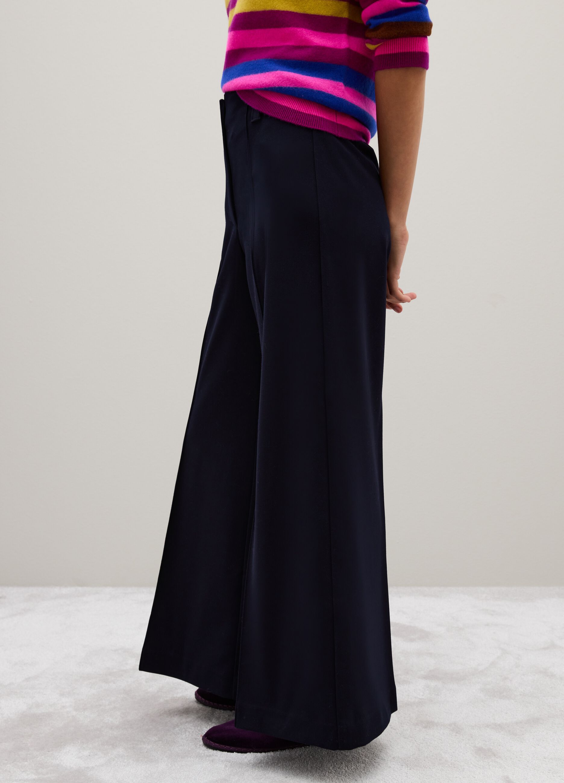 Wide Leg Blue Trousers