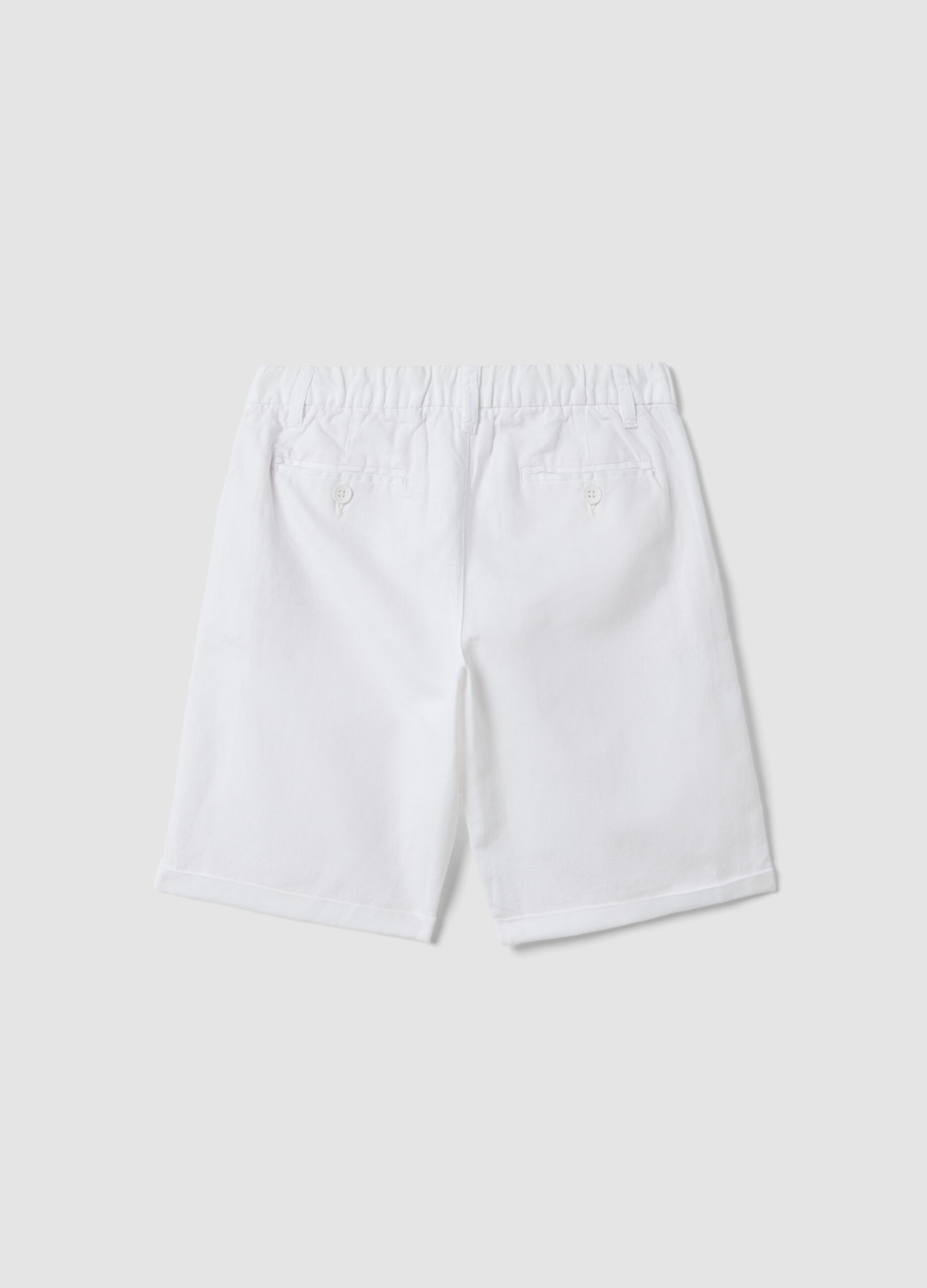 White linen and cotton blend regular-fit shorts for boys
