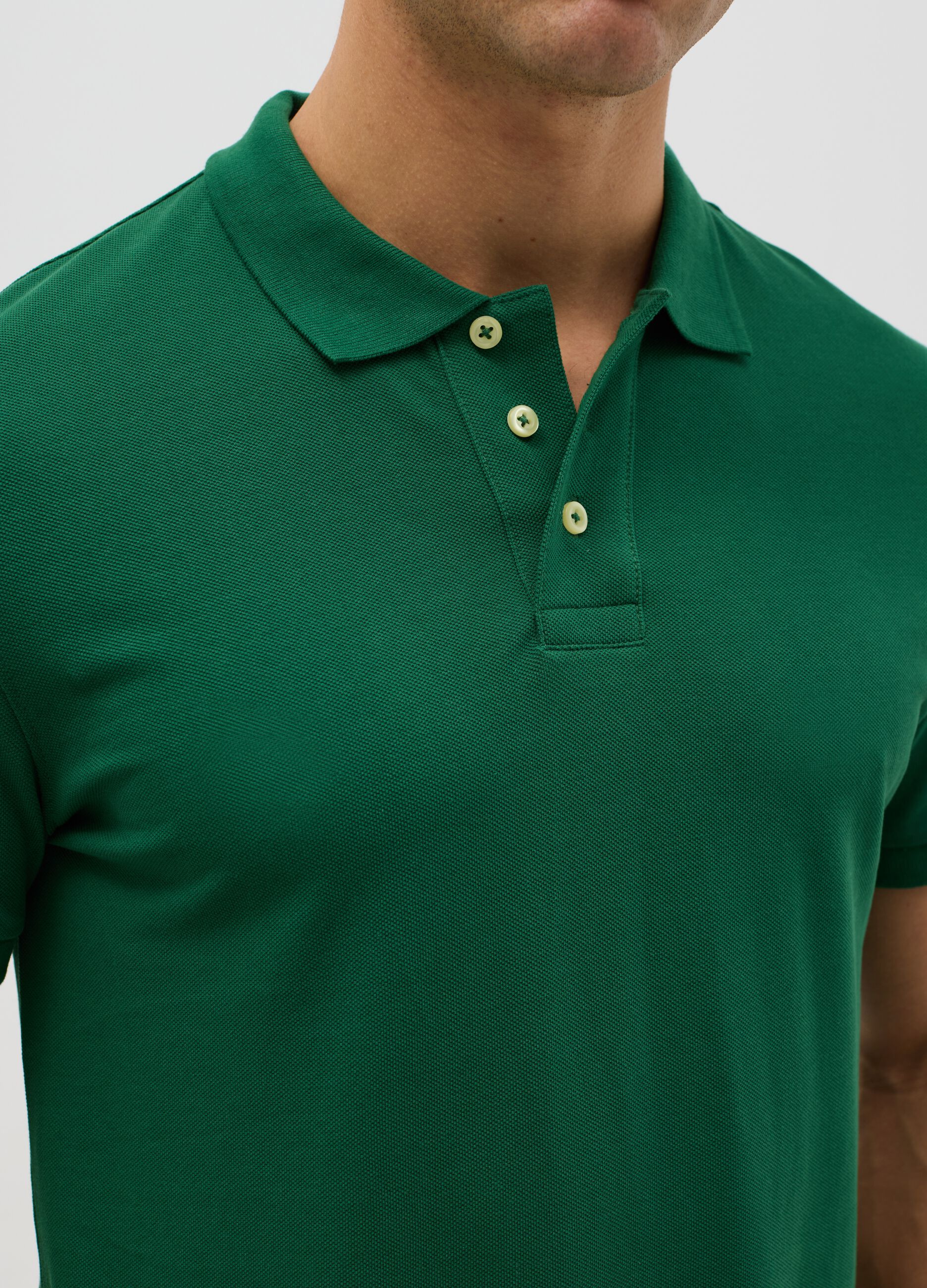 Polo da uomo in puro cotone verde slim fit