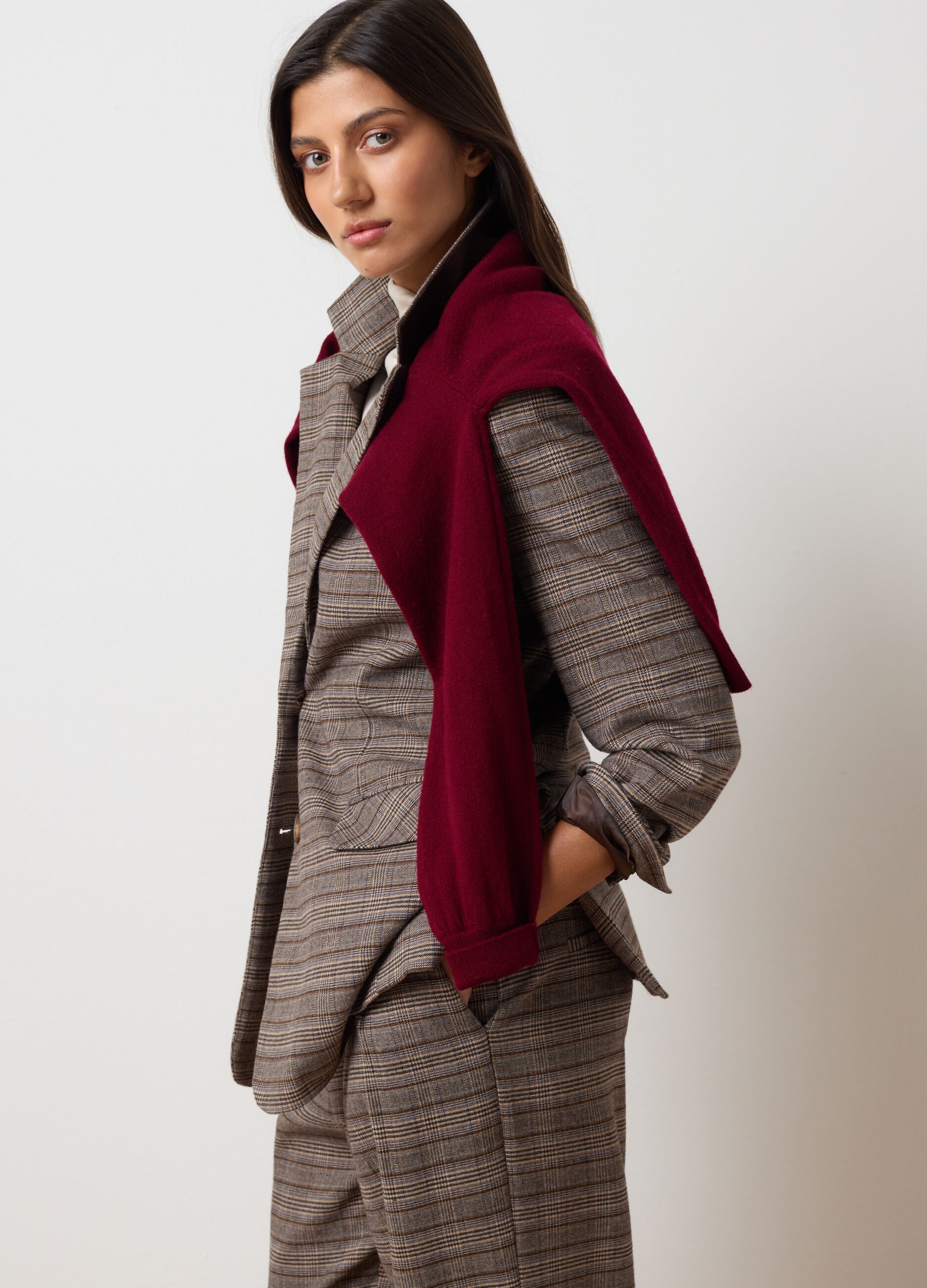 Brown blazer in stretch fabric