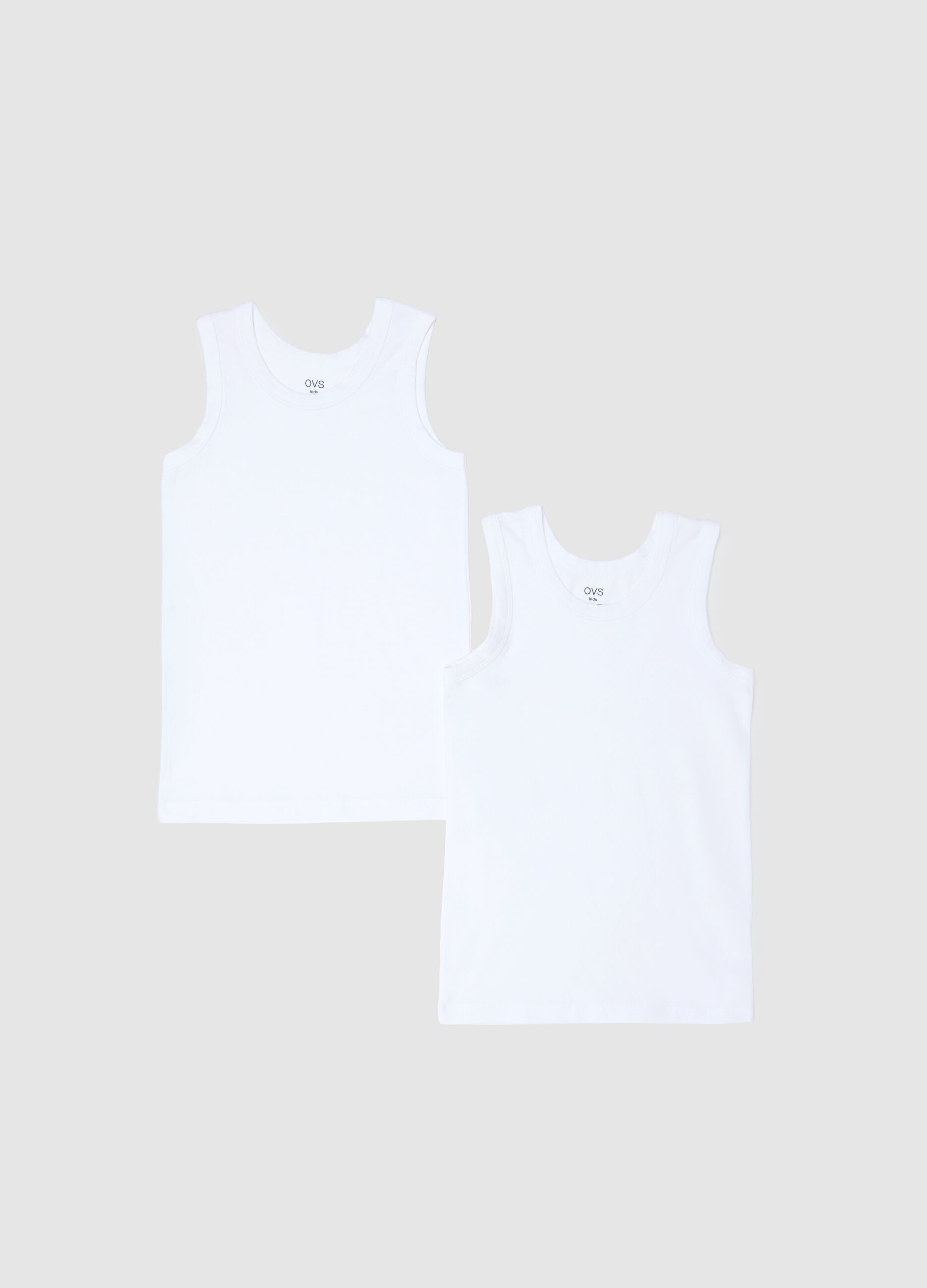 Bipack canottiere in cotone elasticizzato bianco da bambino regular fit