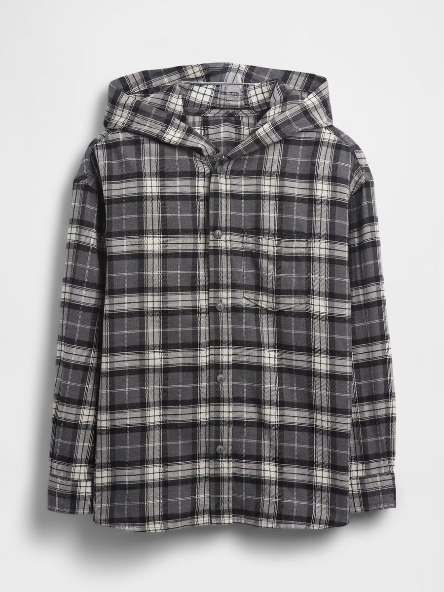 Grey Checked Cotton Shirt for Boys_3