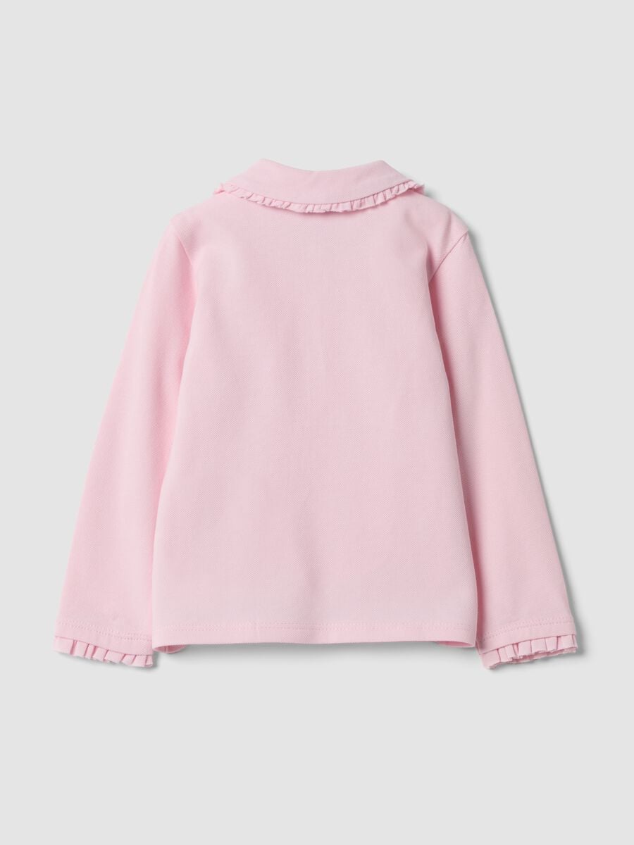 Polo rosa in puro cotone organico a maniche lunghe regular fit per bimba_1