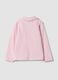 Pink long-sleeve organic cotton polo shirt, regular fit, for baby girl_1