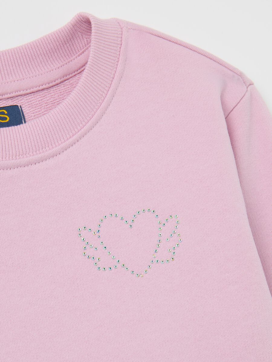Girl's pink pure cotton sweatshirt with rhinestones_2