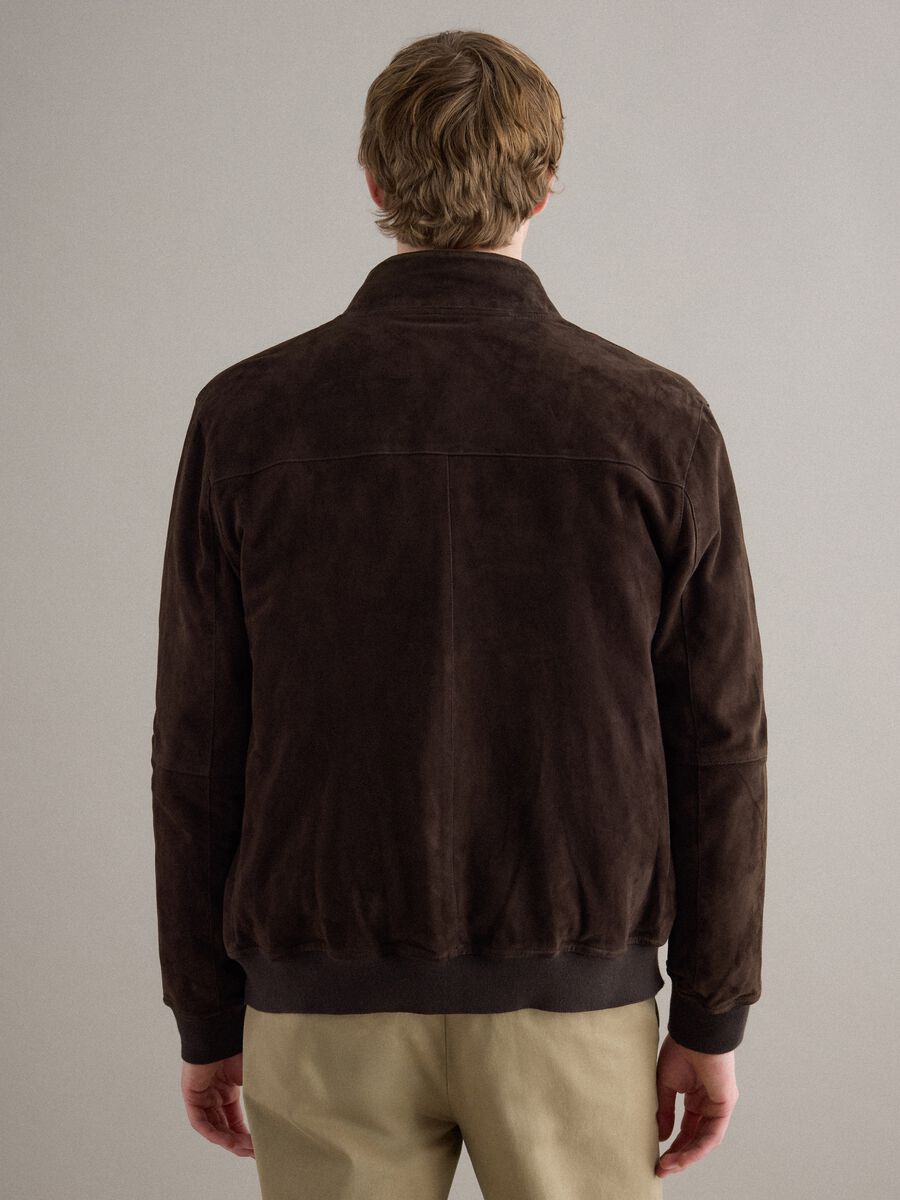 Brown genuine leather jacket regular fit with full zip_3