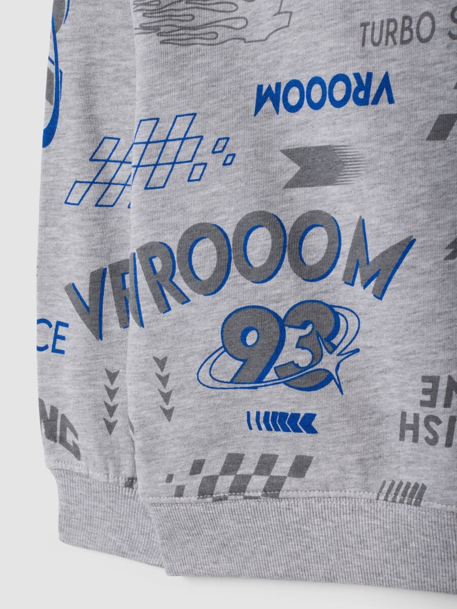 Grey cotton-viscose blend sweatshirt with racing prints, oversized fit_3