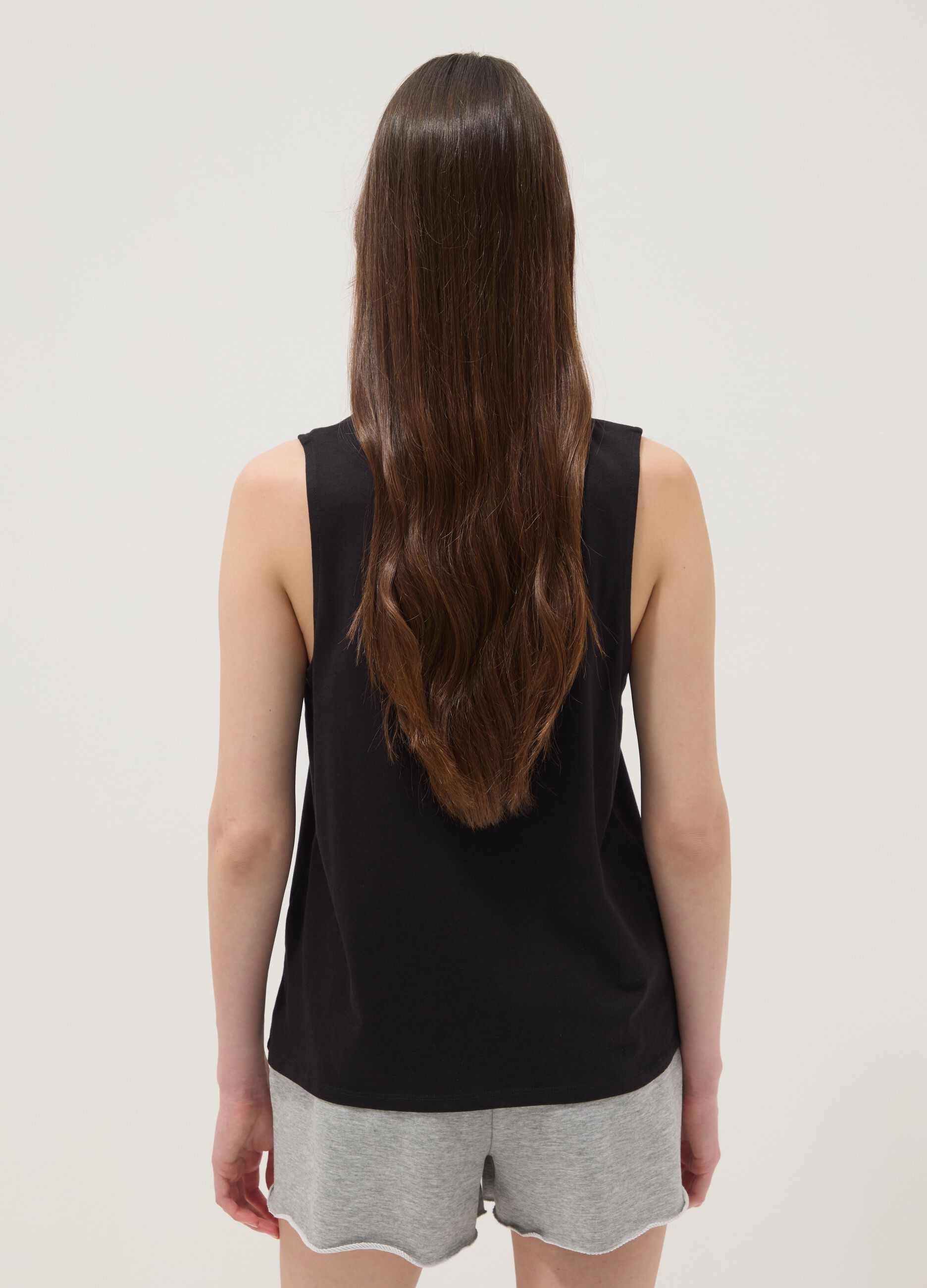 Black pure cotton tank top