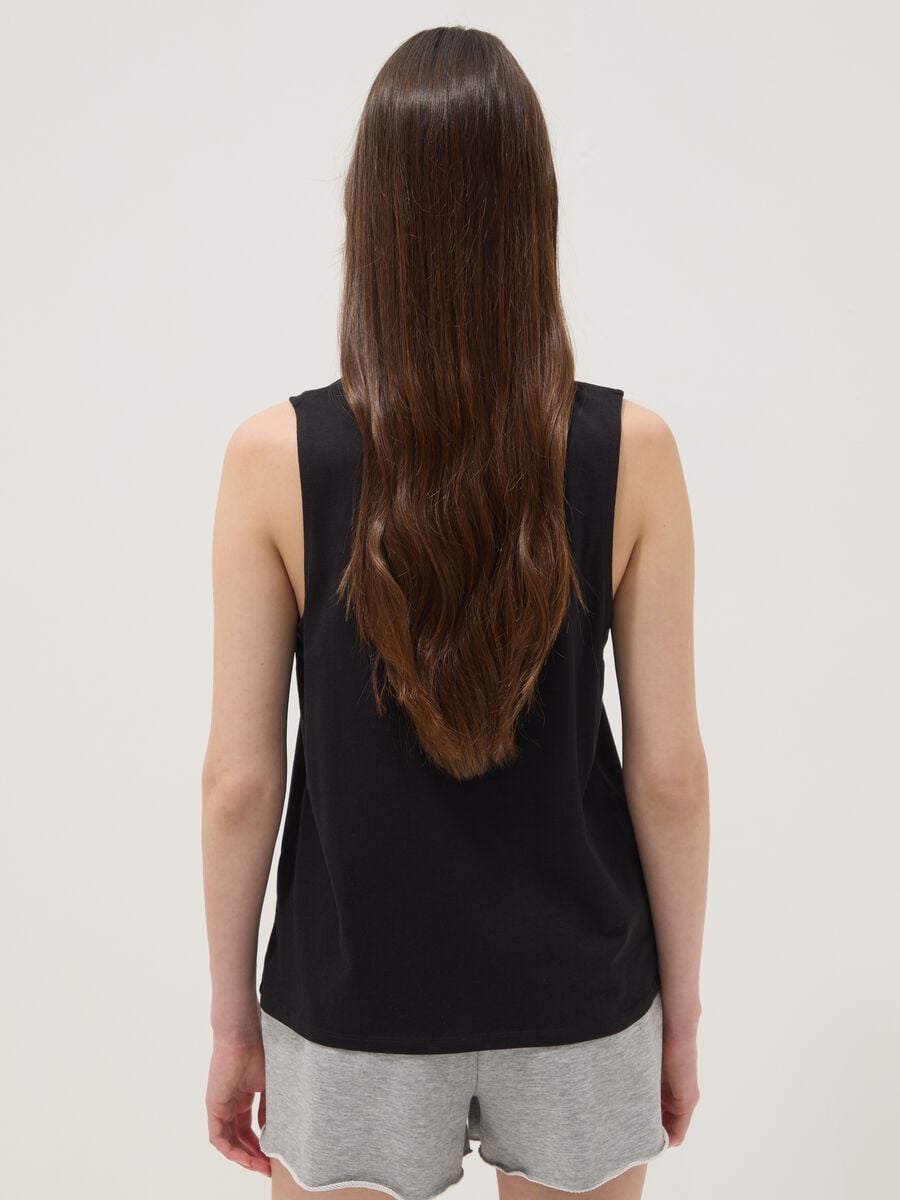 Tank top nero in puro cotone_3