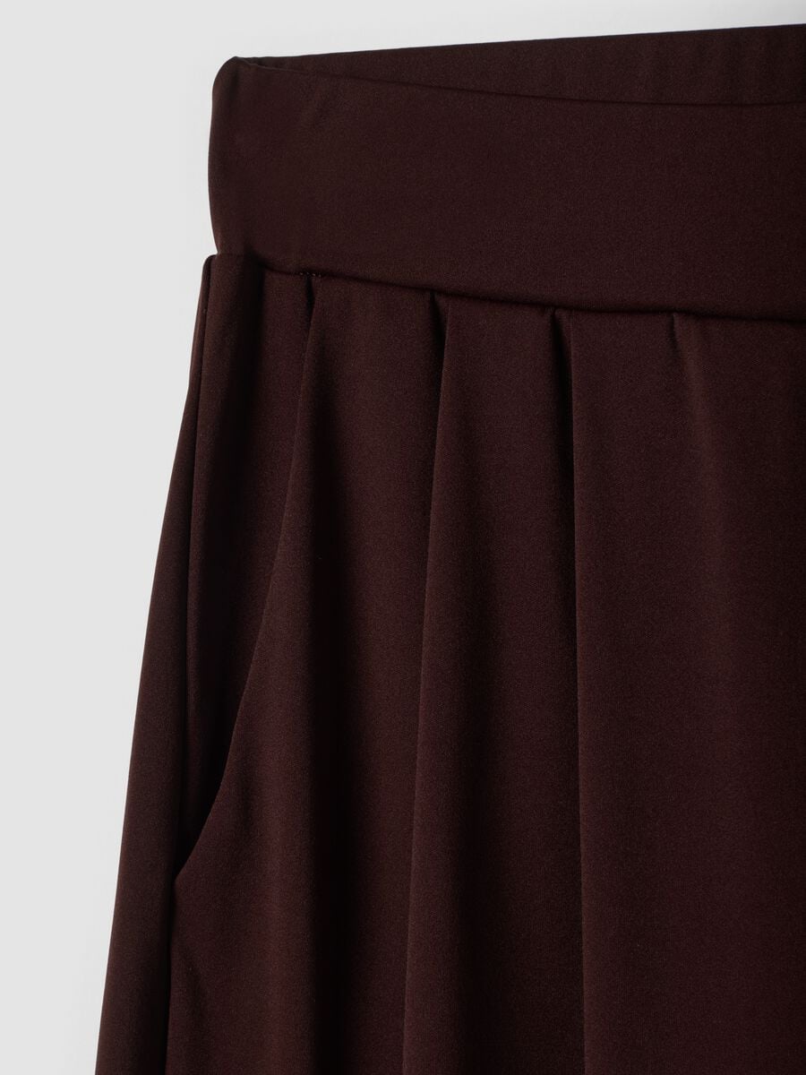 Pantaloni marroni in tessuto elasticizzato wide leg_6