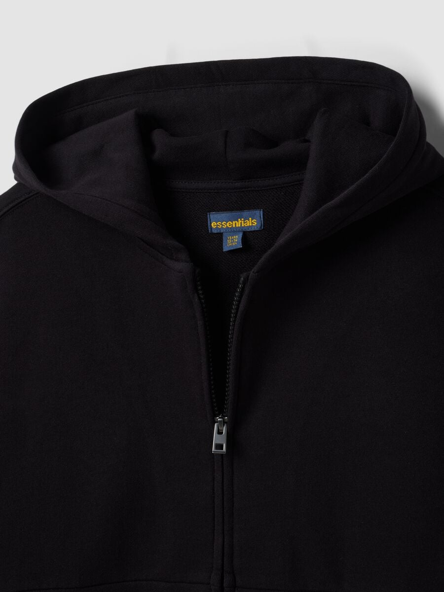 Black organic cotton zip-up hoodie_2