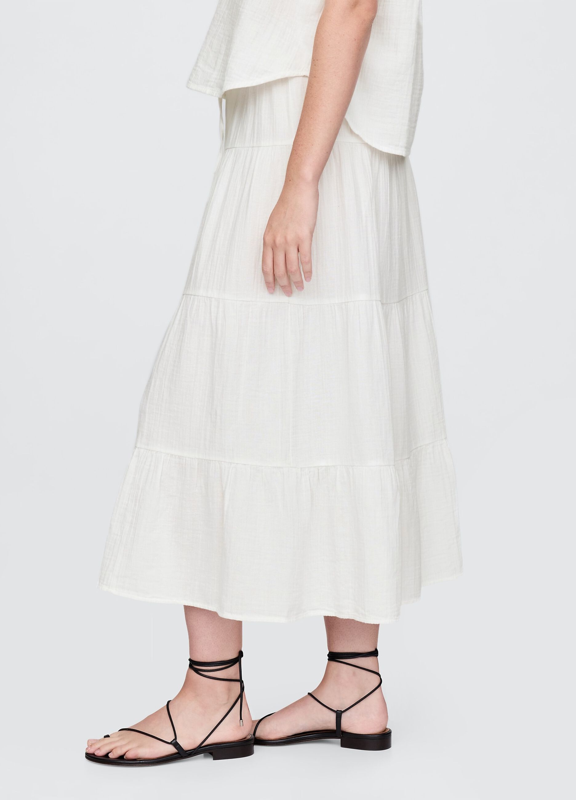 White set with top and tiered long skirt