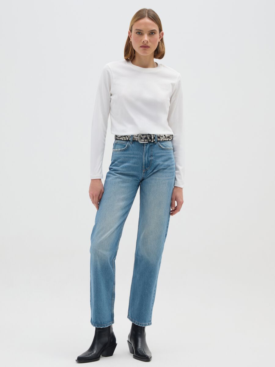 Jeans in puro cotone blu regular fit_0