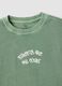 Green oversized pure cotton T-shirt with "Streets are my court" slogan for boys_5