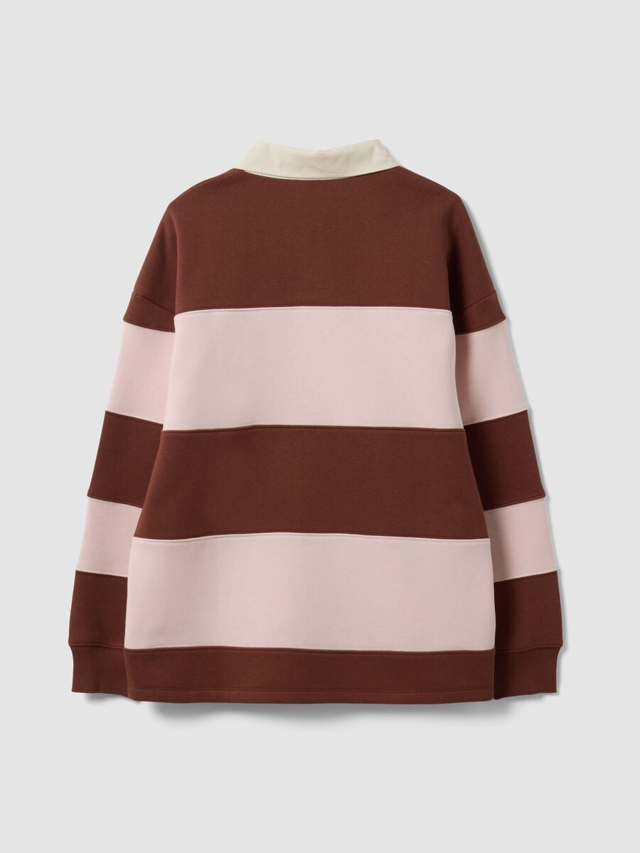 Brown striped cotton-blend sweatshirt with collar, relaxed fit_6