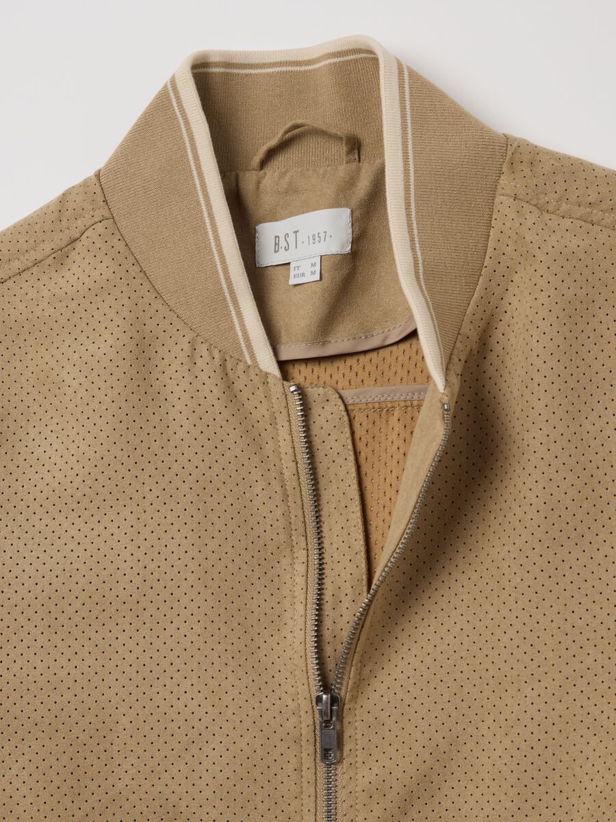 Openwork beige bomber jacket_1