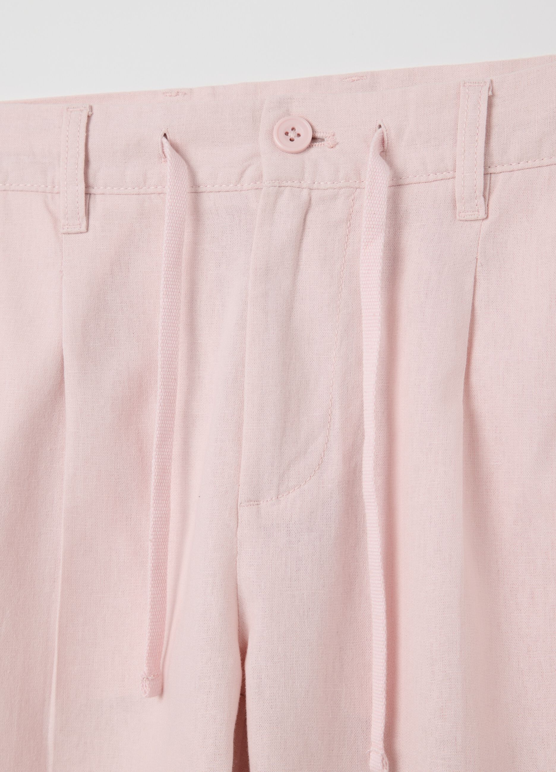 Men’s pink cotton and linen regular-fit shorts