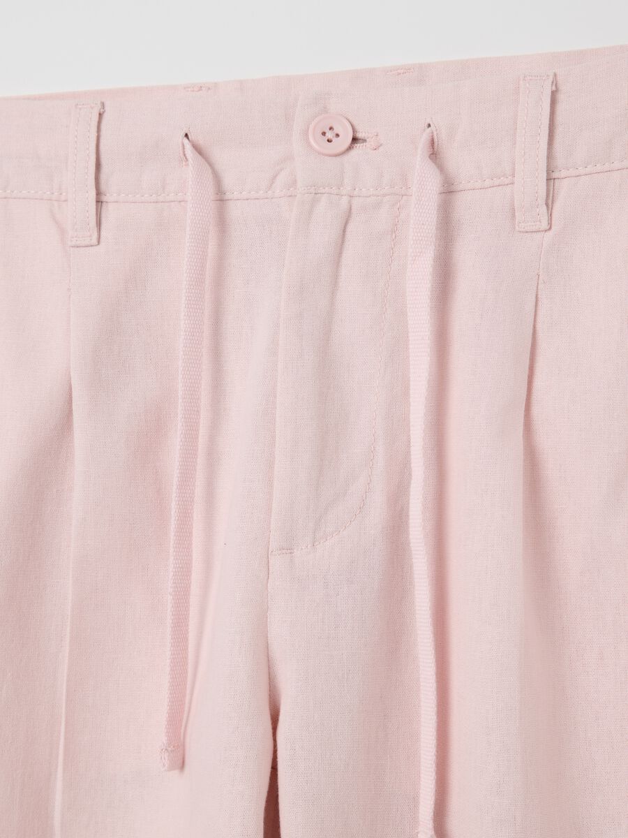 Men’s pink cotton and linen regular-fit shorts_5
