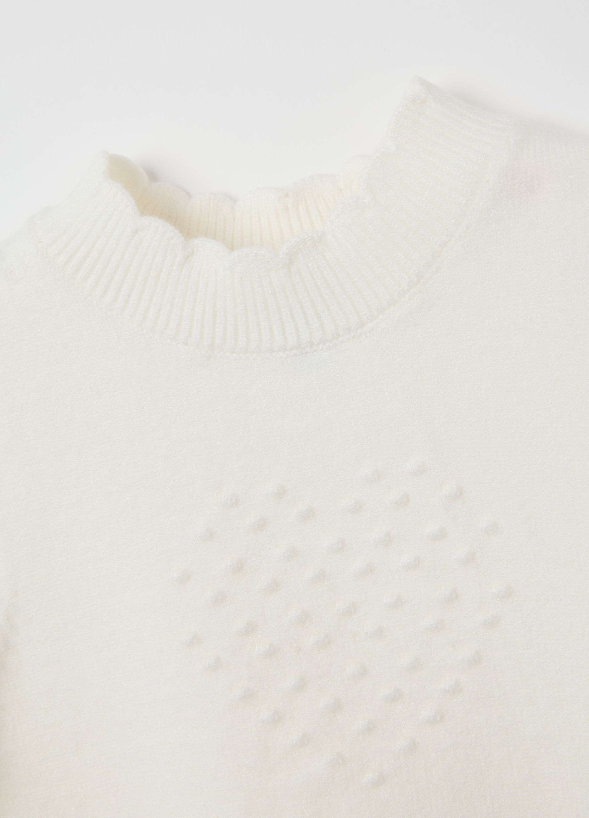 White regular fit baby girl cardigan with hearts