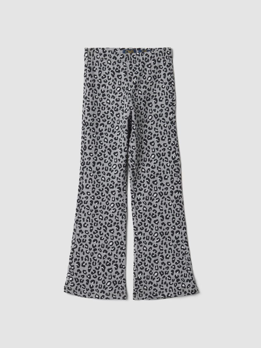 Grey organic stretch cotton flared leggings_0