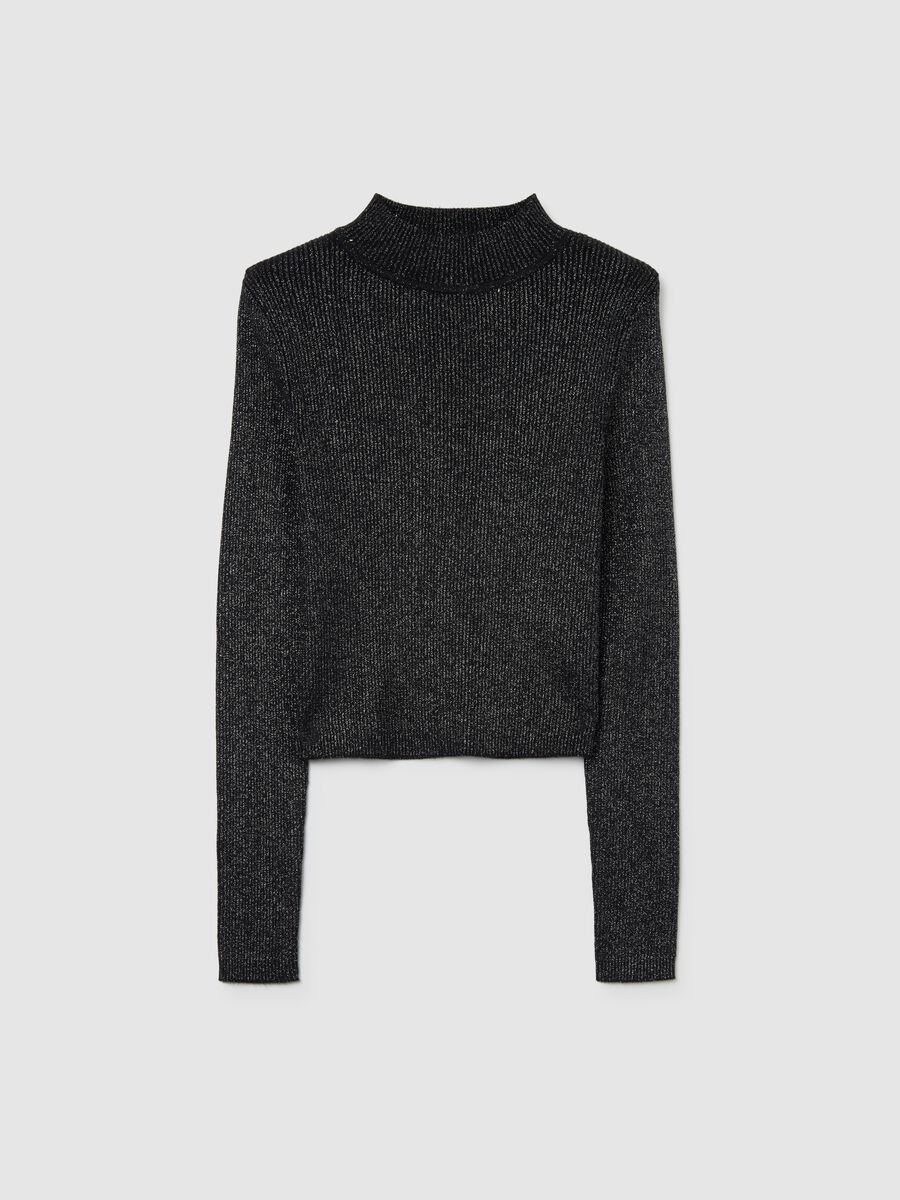 Black mock neck fitted sweater_4