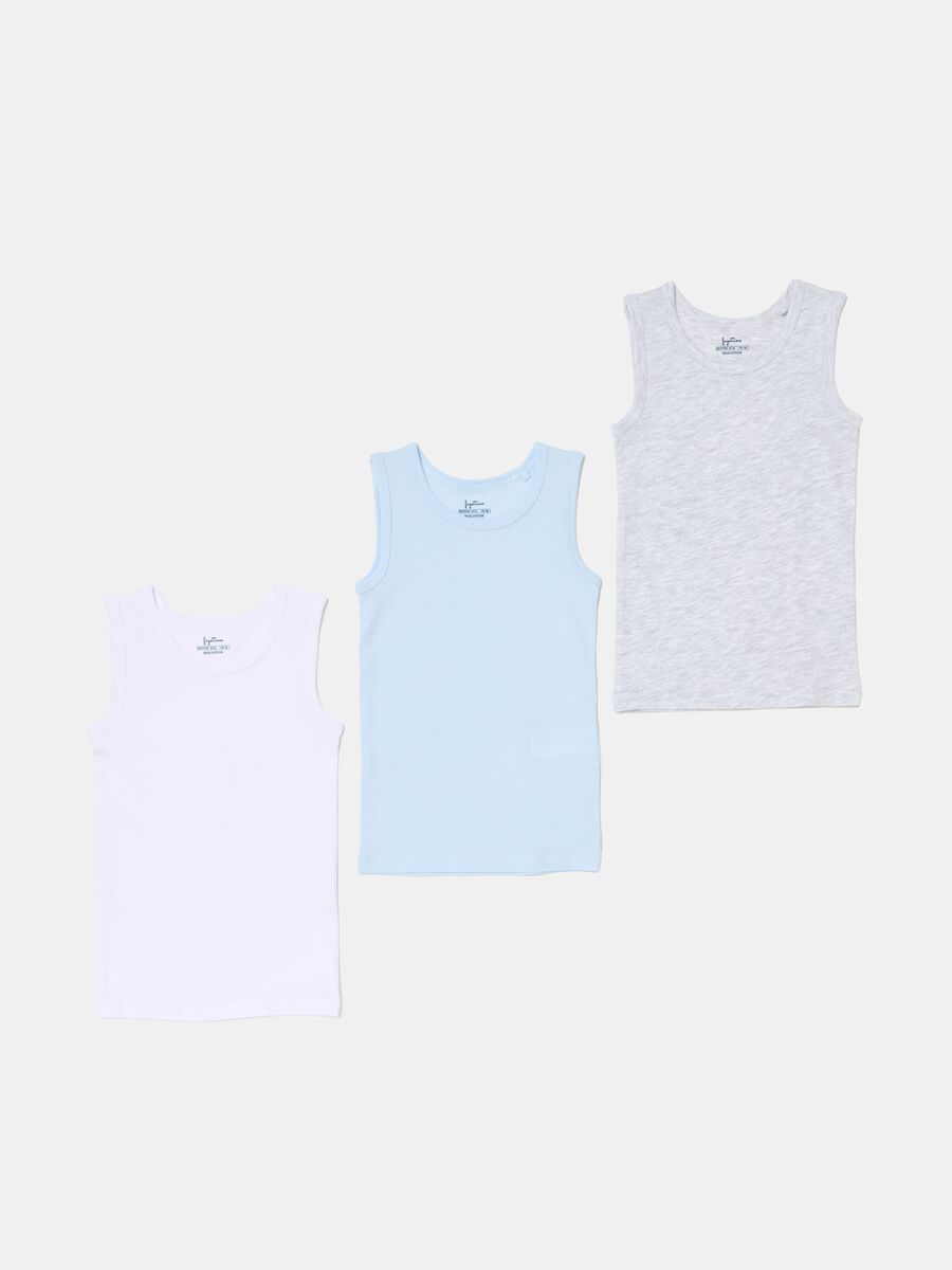 Three-pack racer back vests in organic cotton_0