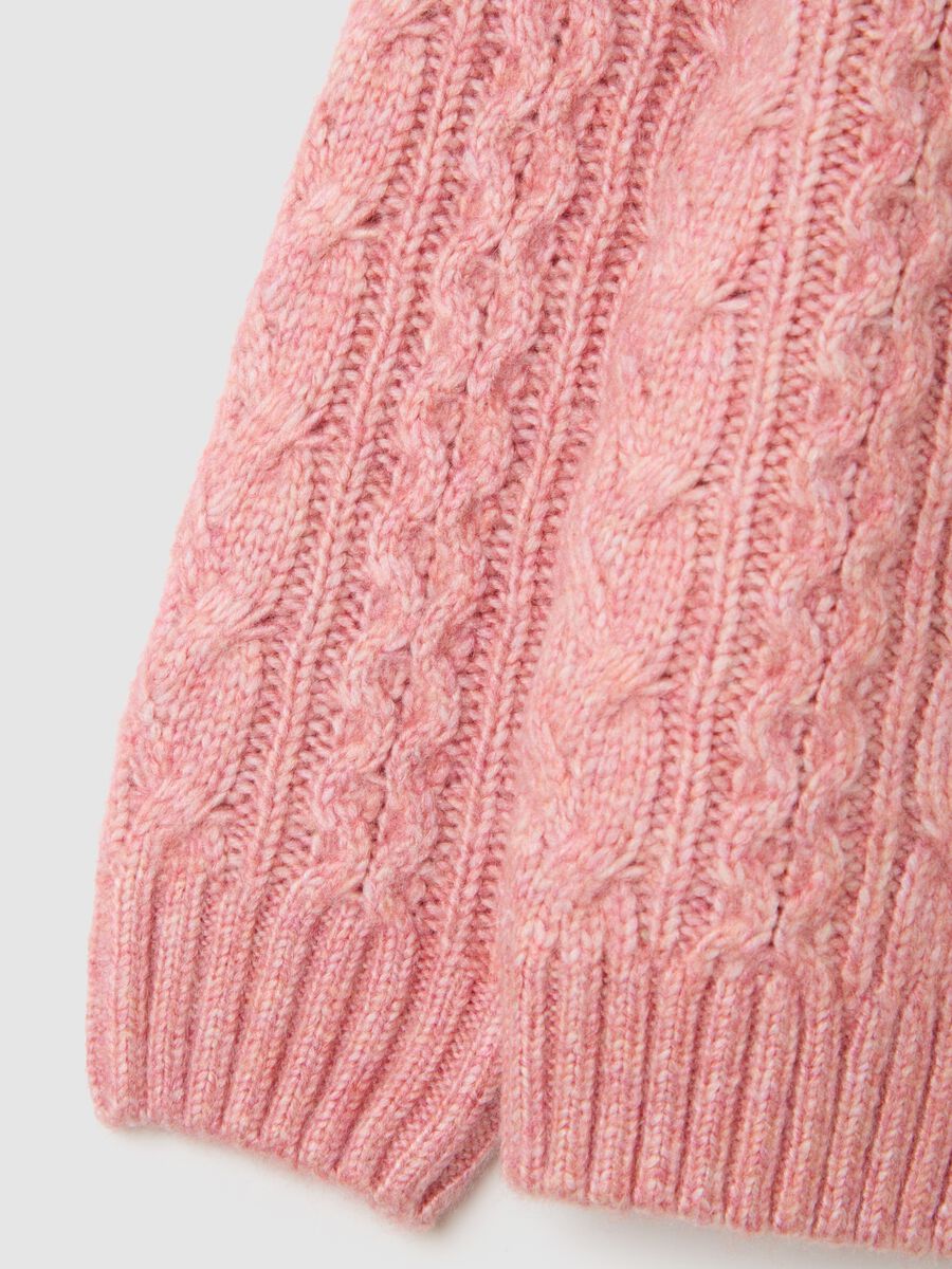 Pink regular fit girl's cardigan with buttons_3