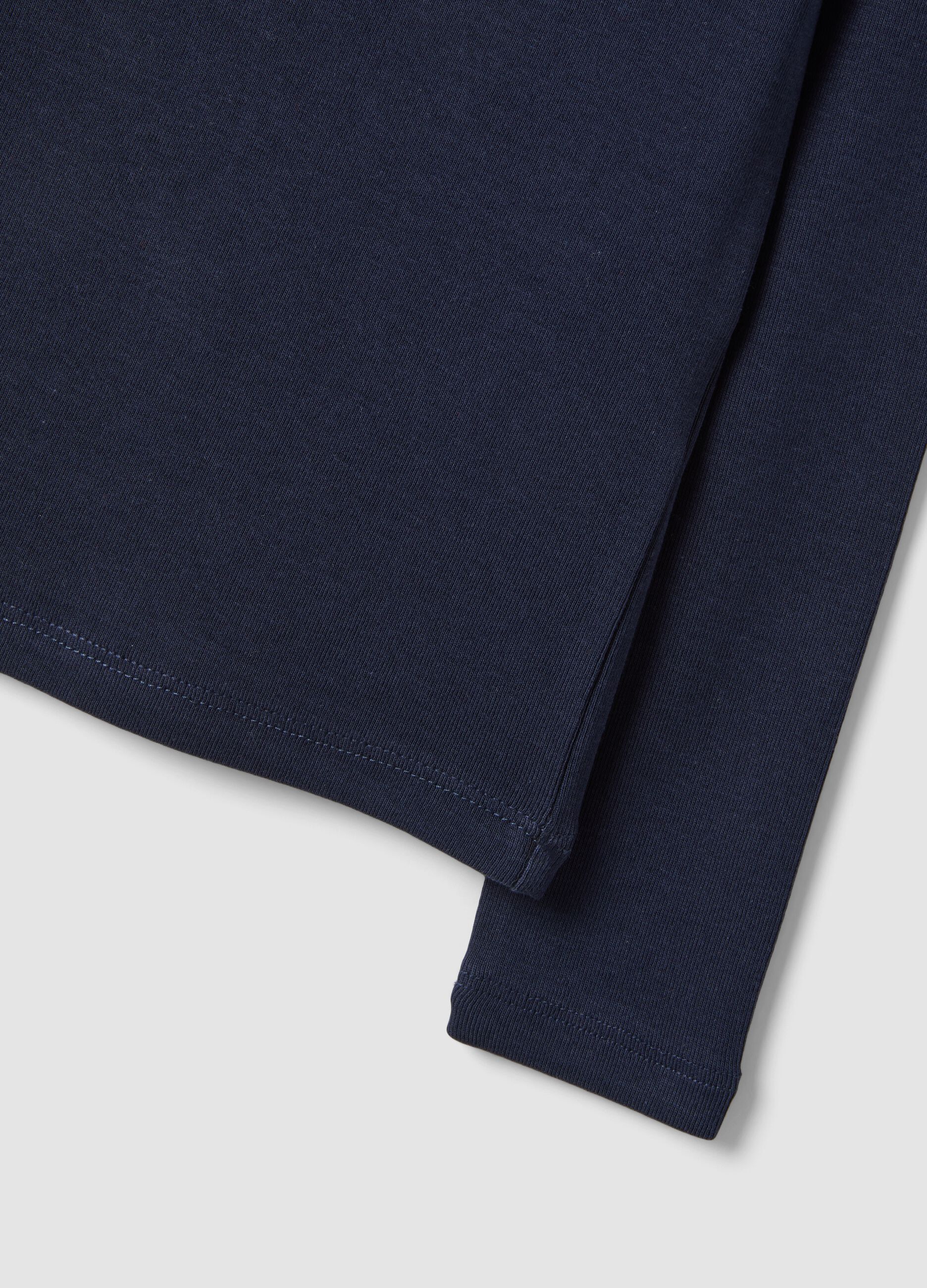 Blue stretch organic cotton printed T-shirt for girls